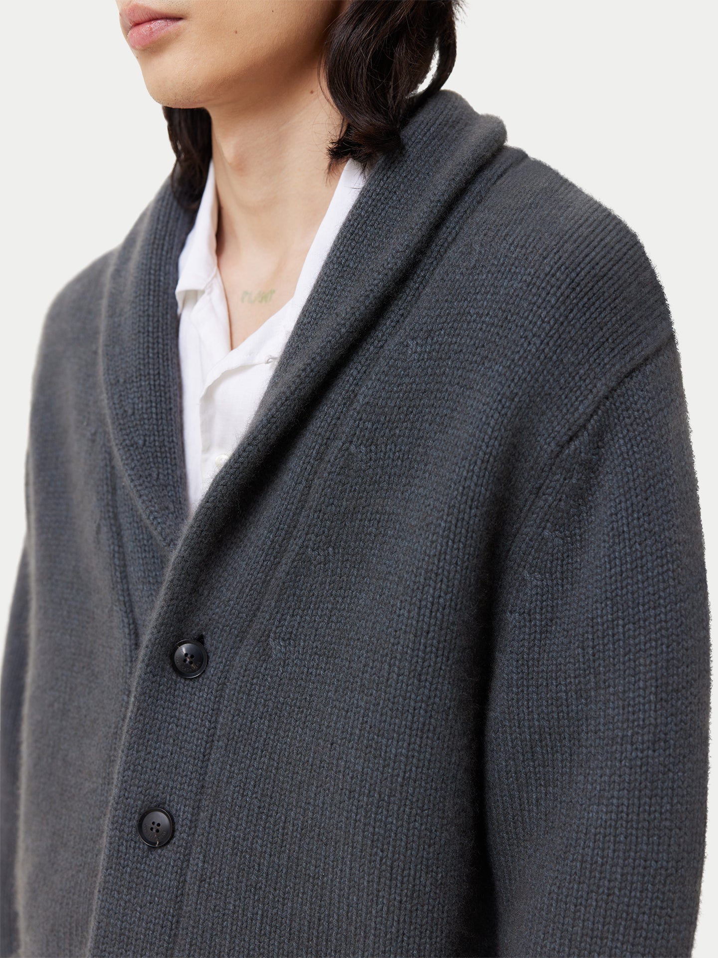 Men's Shawl Collar Cashmere Cardigan Smoked Pearl - Gobi Cashmere