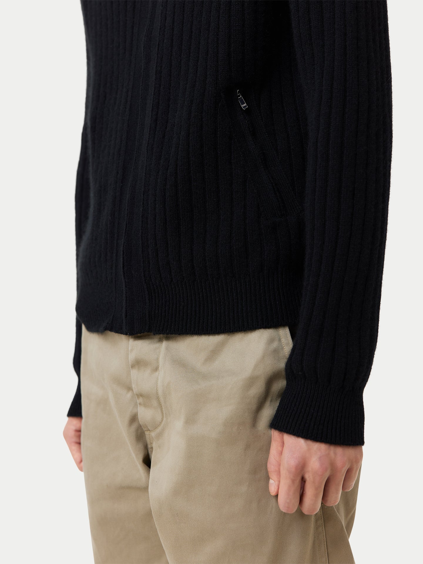 Men's Full-Zipper Cashmere Cardigan Black - Gobi Cashmere