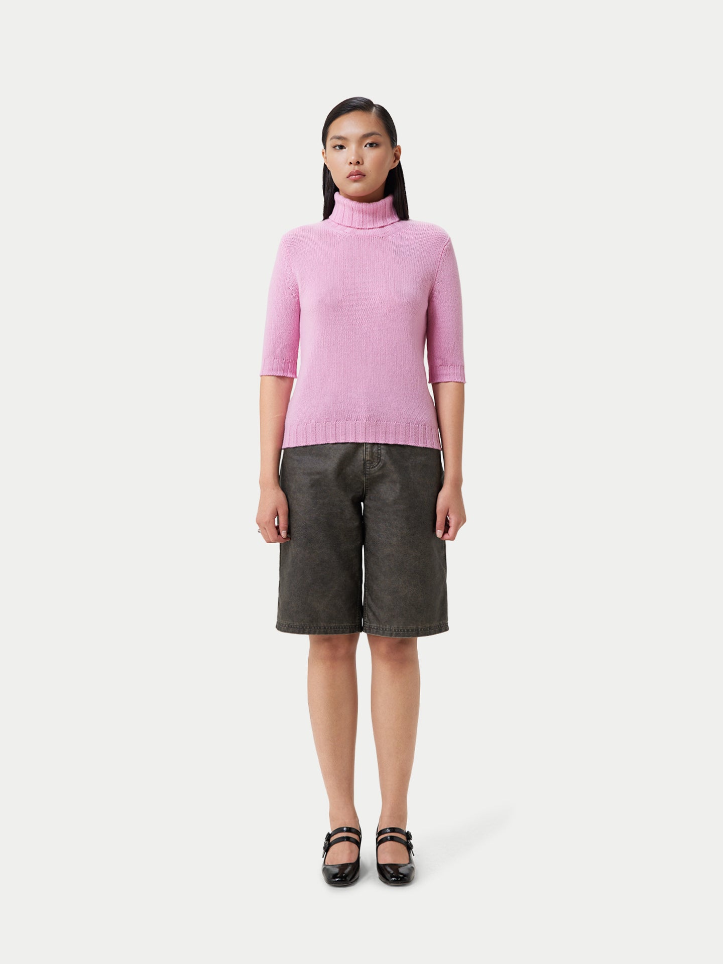 Women's Jersey Knitted Cashmere Top Pink Frosting - Gobi Cashmere