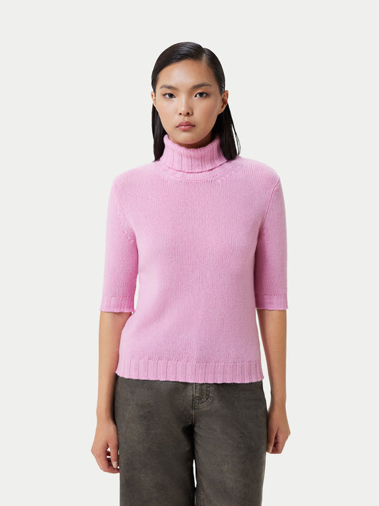 Women's Jersey Knitted Cashmere Top Pink Frosting - Gobi Cashmere