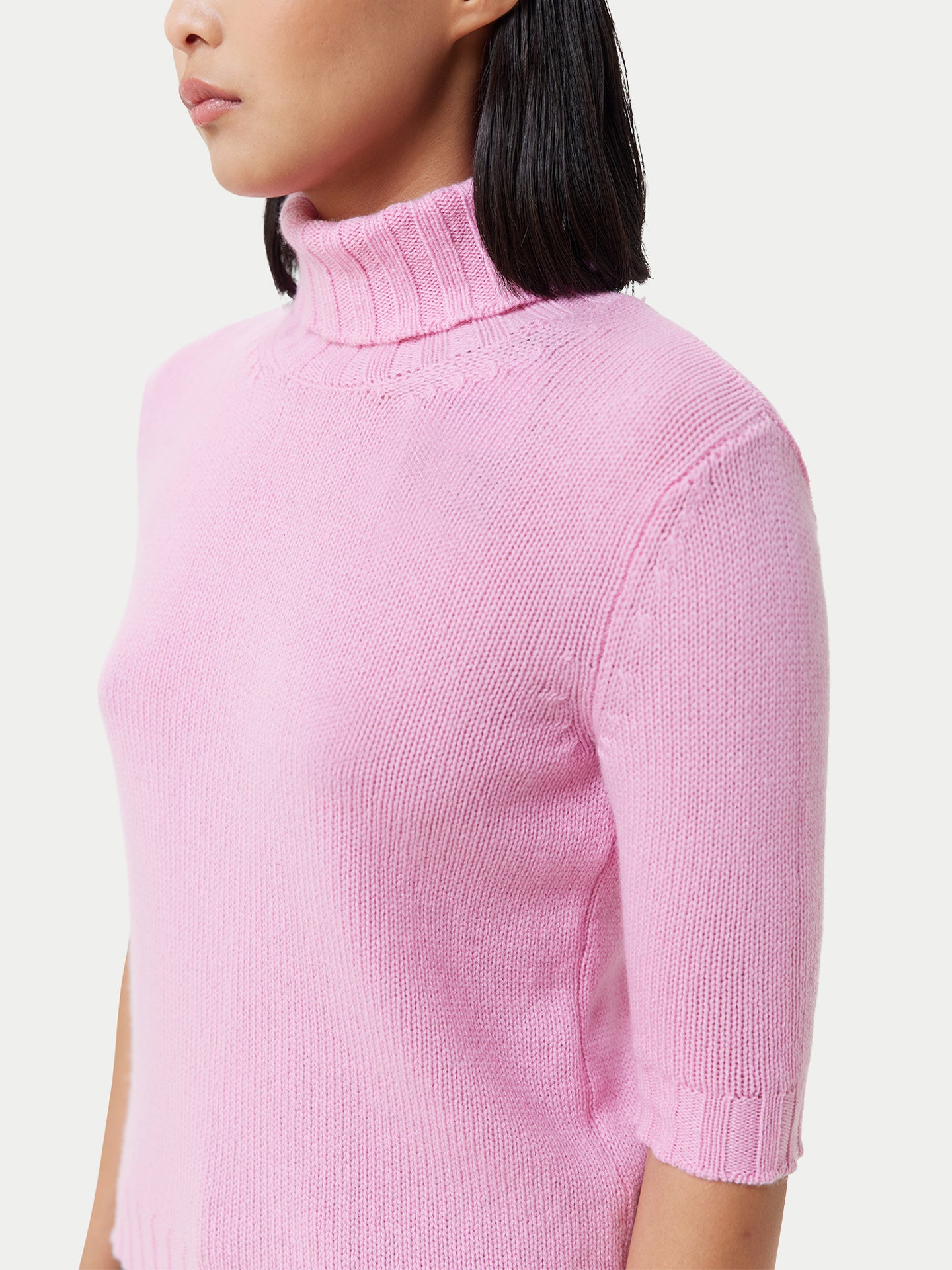 Women's Jersey Knitted Cashmere Top Pink Frosting - Gobi Cashmere