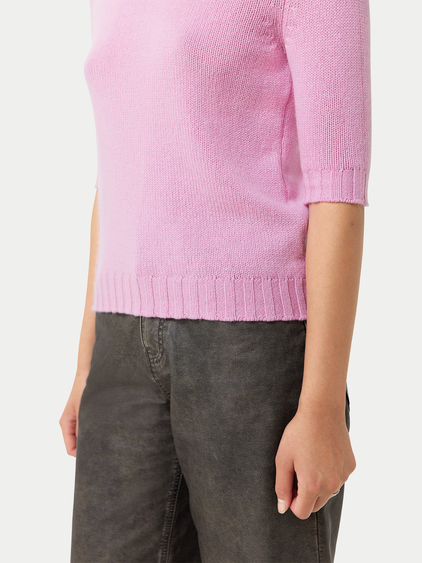 Women's Jersey Knitted Cashmere Top Pink Frosting - Gobi Cashmere