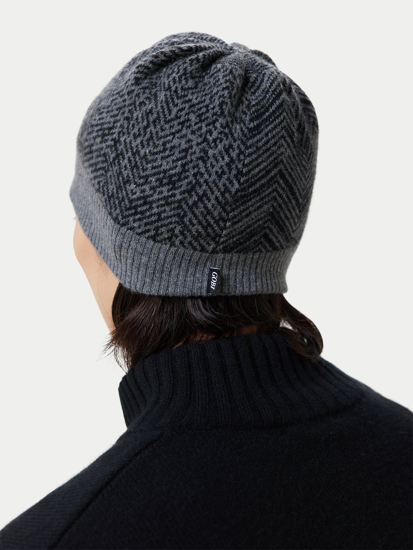 Unisex Cashmere Jacquard Knitted Hat Stone Gray - Gobi Cashmere