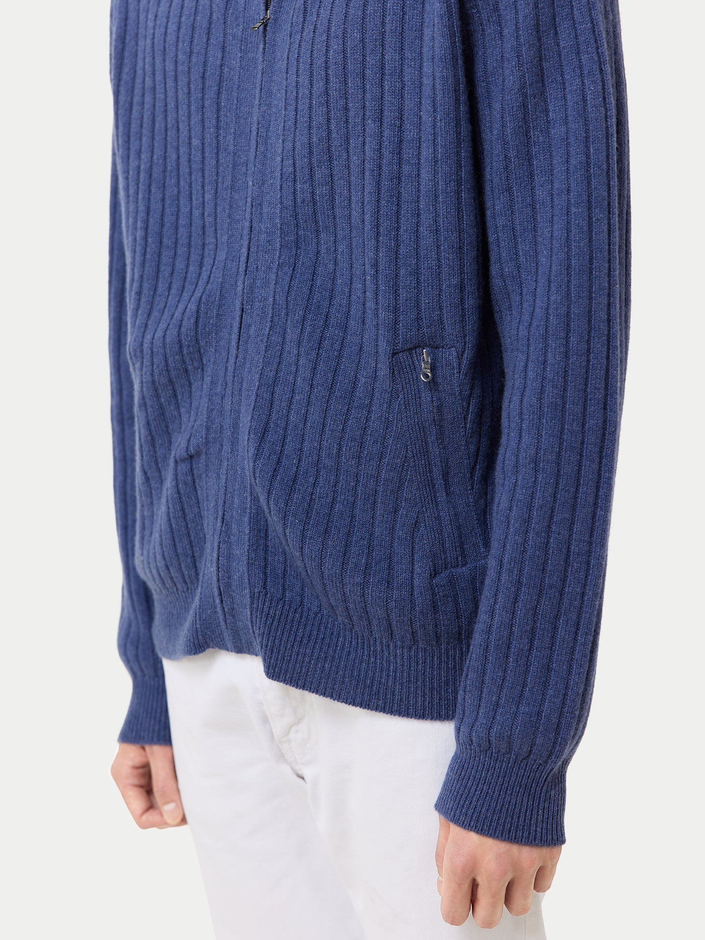 Men's Full-Zipper Cashmere Cardigan Crown Blue - Gobi Cashmere