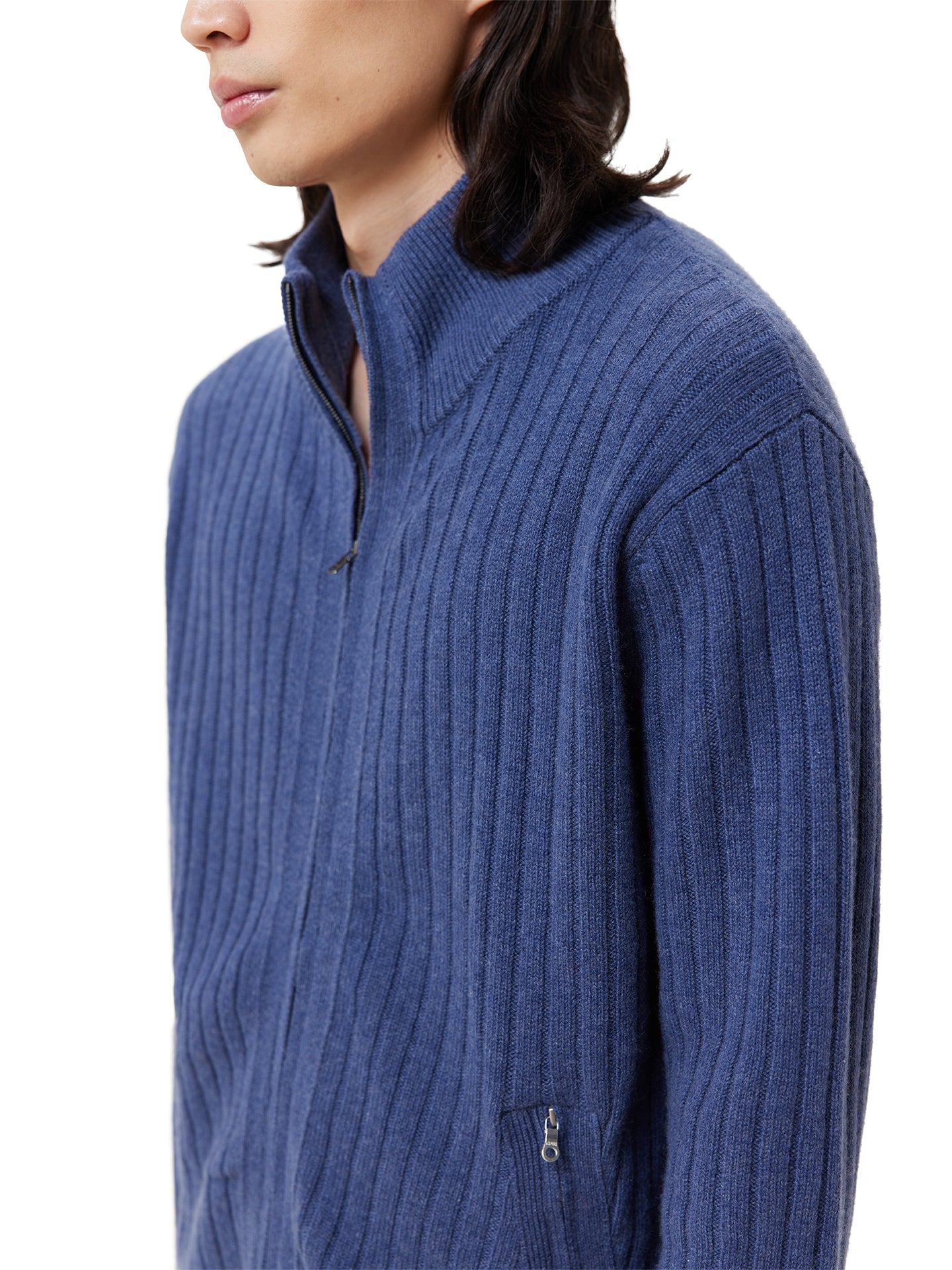 Men's Full-Zipper Cashmere Cardigan Crown Blue - Gobi Cashmere