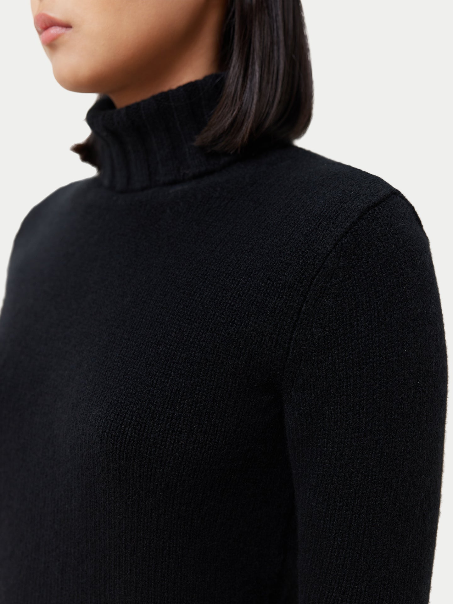 Women's Jersey Knitted Cashmere Top Black - Gobi Cashmere