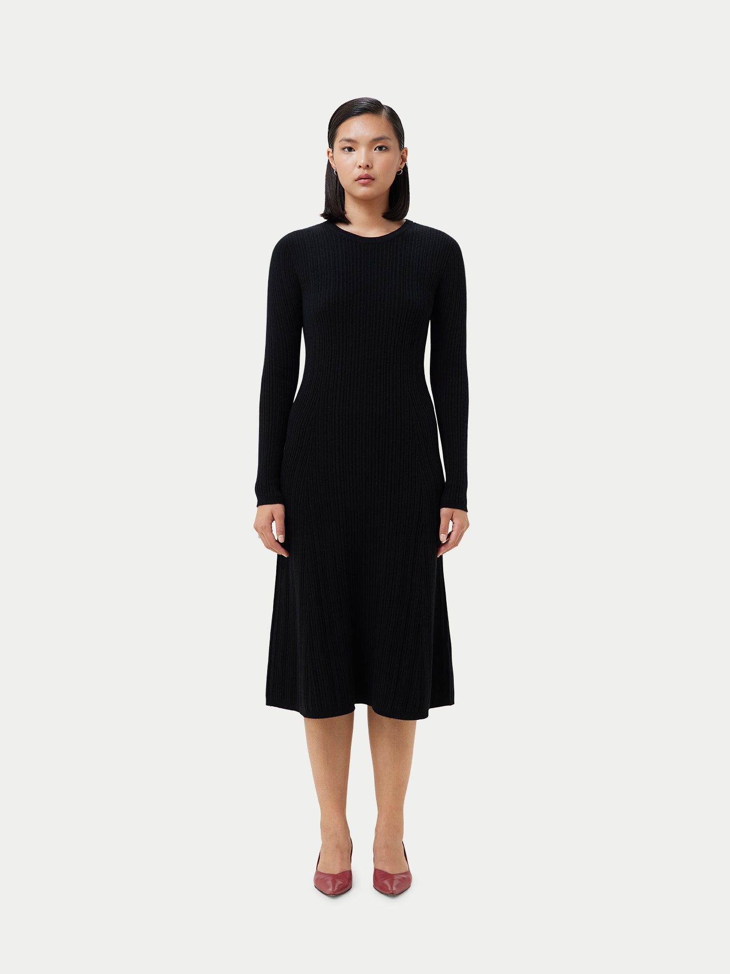 Women's Textured Knit Cashmere Dress Black - Gobi Cashmere