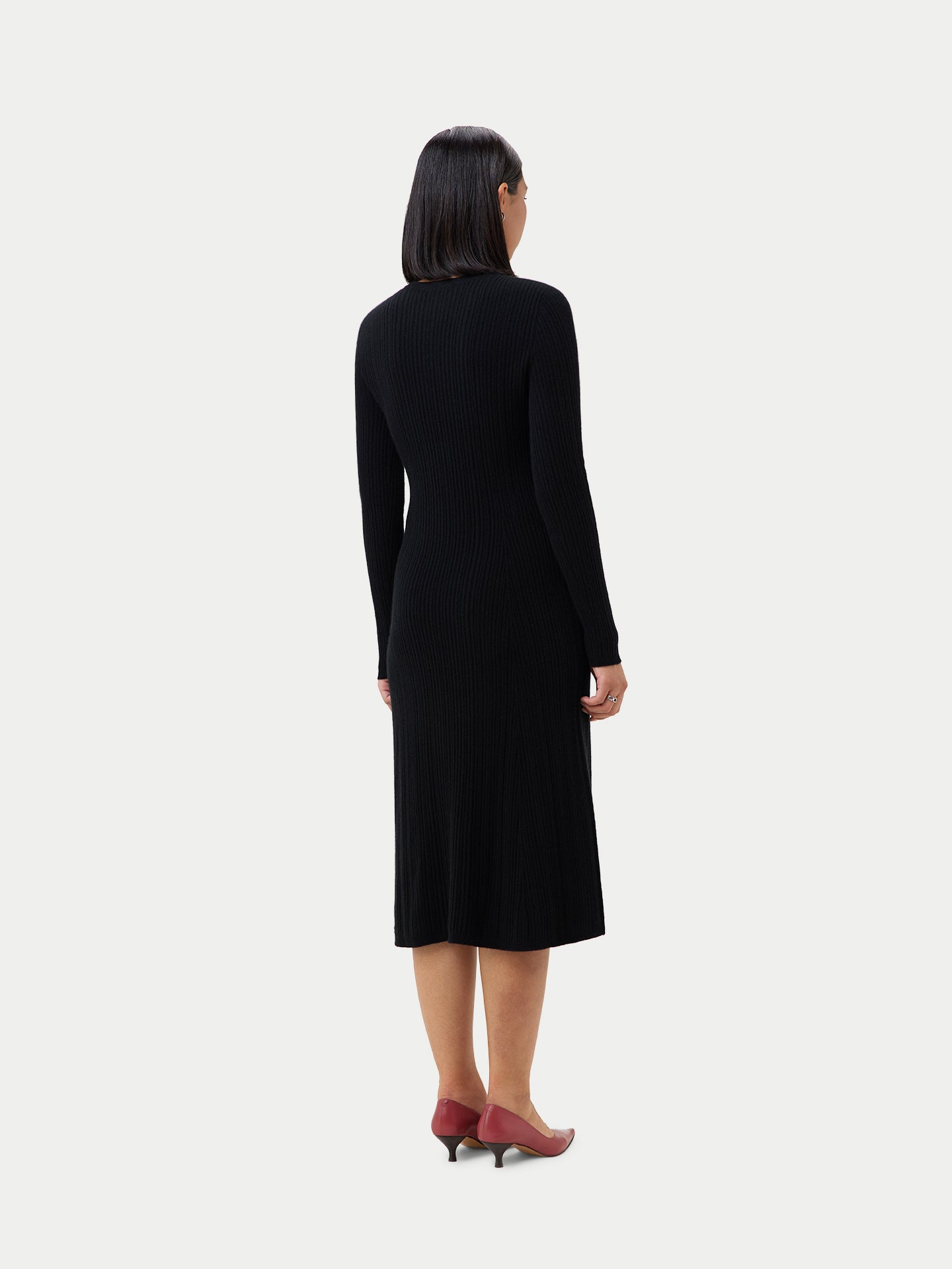 Women's Textured Knit Cashmere Dress Black - Gobi Cashmere