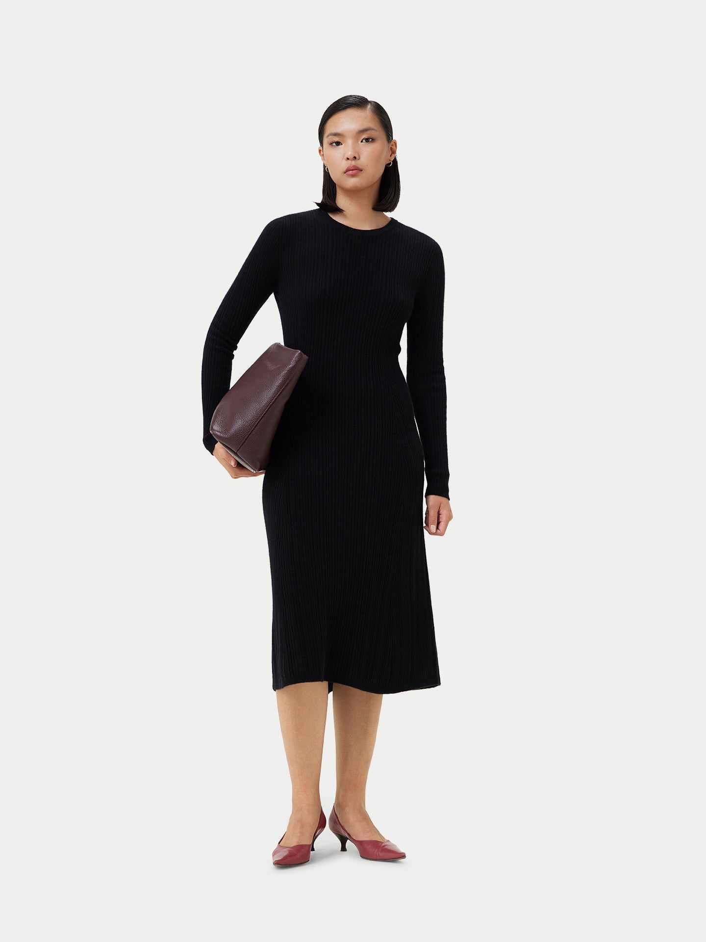 Women's Textured Knit Cashmere Dress Black - Gobi Cashmere