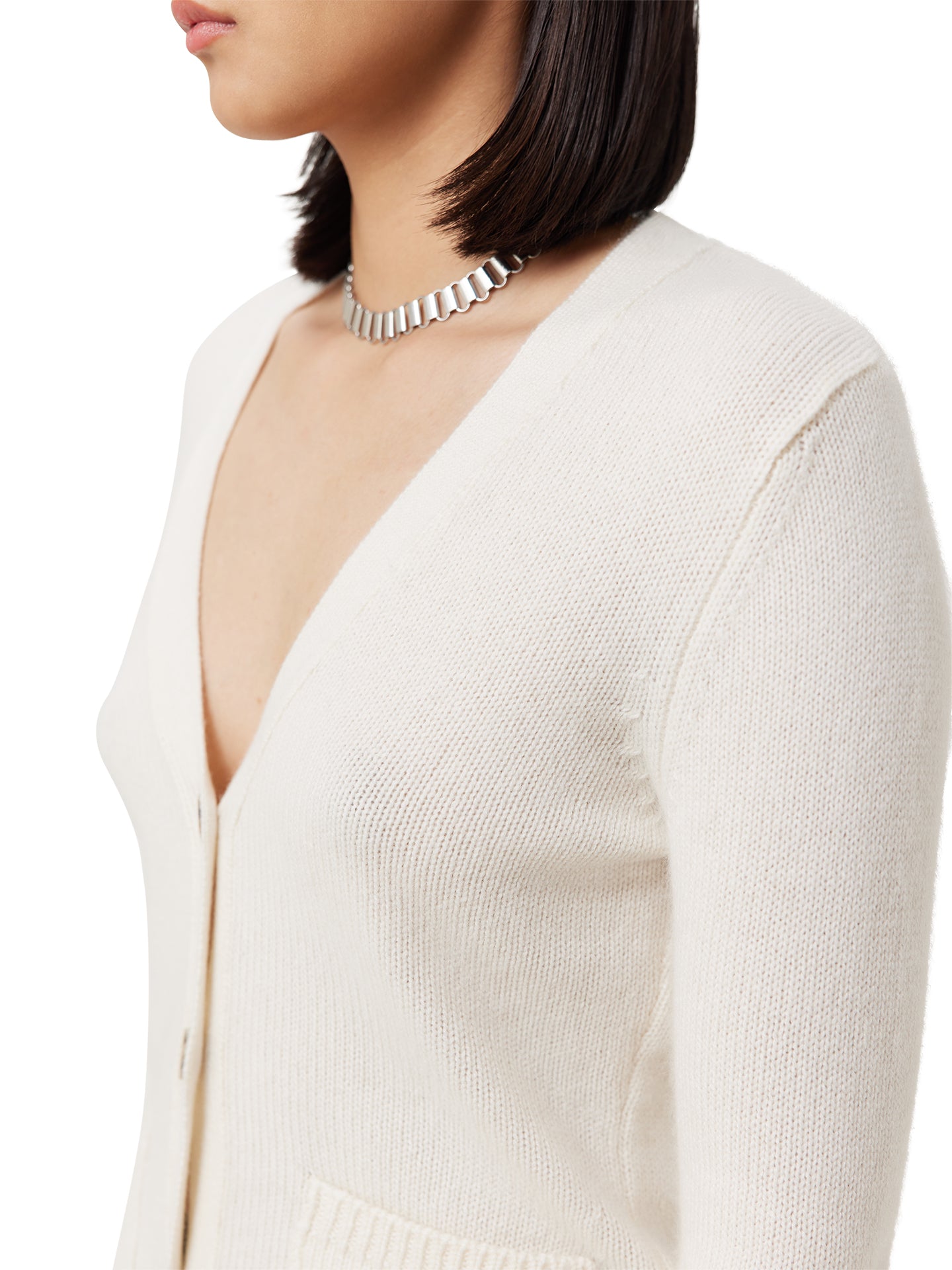 Women's Buttoned Cashmere V-Neck Cardigan Coconut Milk - Gobi Cashmere