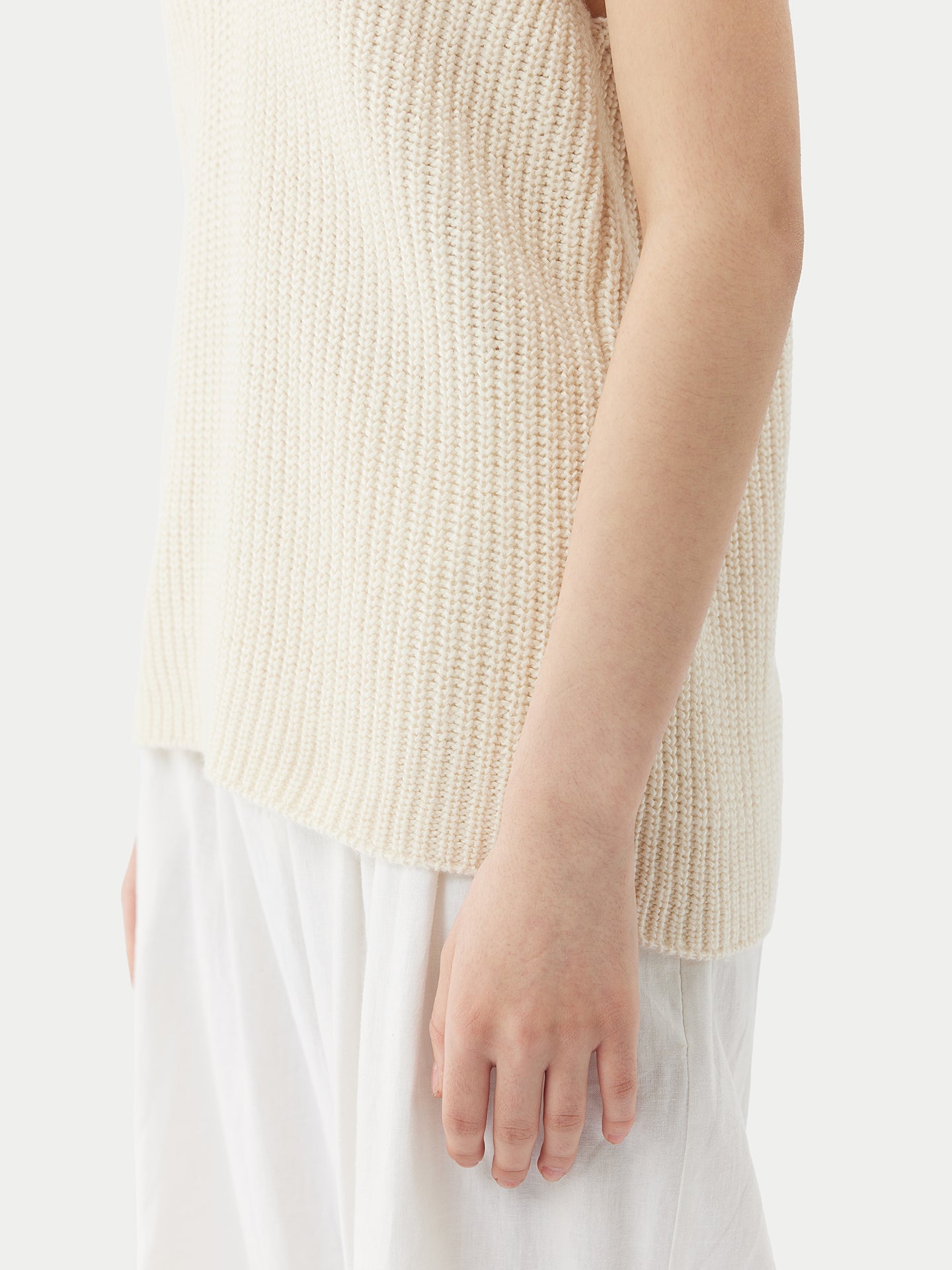 Women's Cotton Cashmere Vest Coconut Milk - Gobi Cashmere