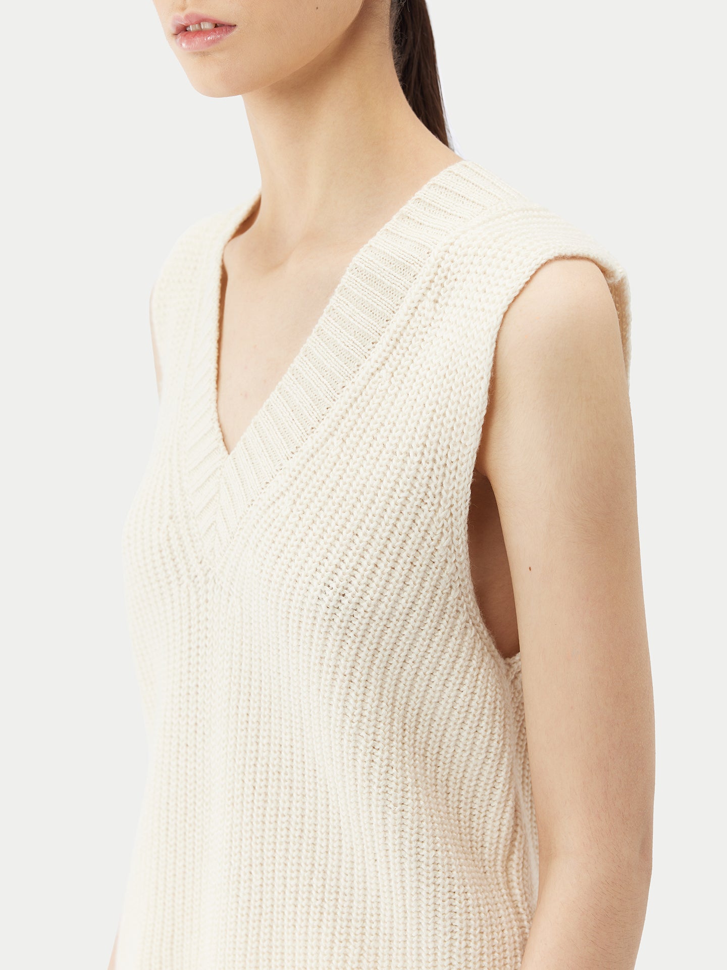 Women's Cotton Cashmere Vest Coconut Milk - Gobi Cashmere