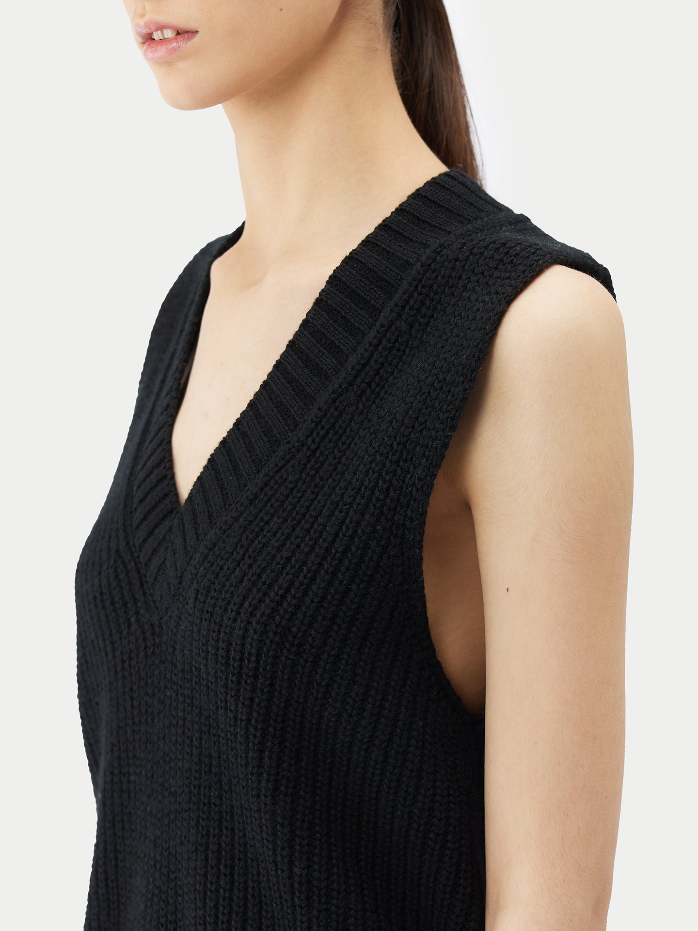 Women's Cotton Cashmere Vest Black - Gobi Cashmere