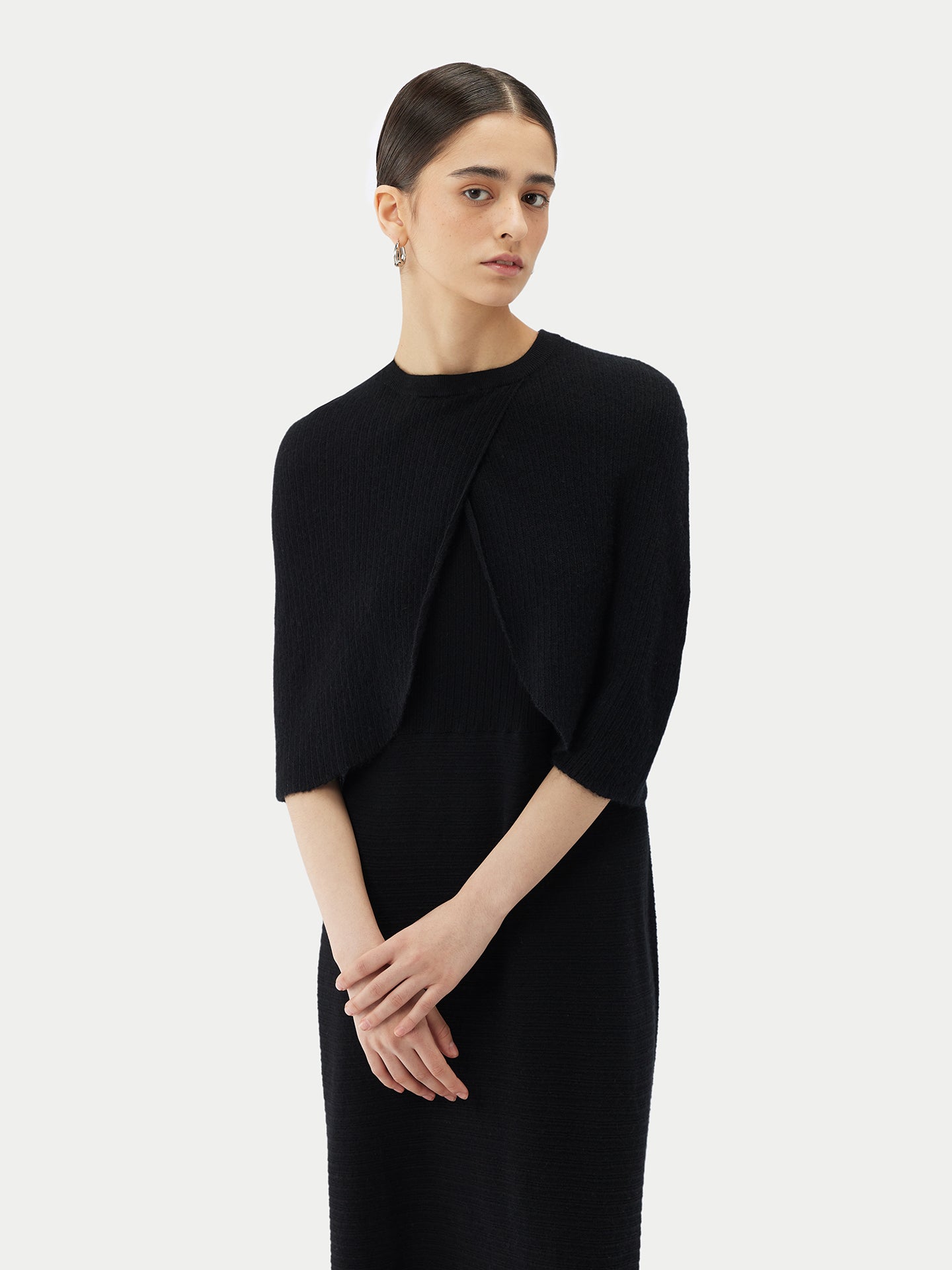 Women's Lightweight Silk Cashmere Capelet Black - Gobi Cashmere