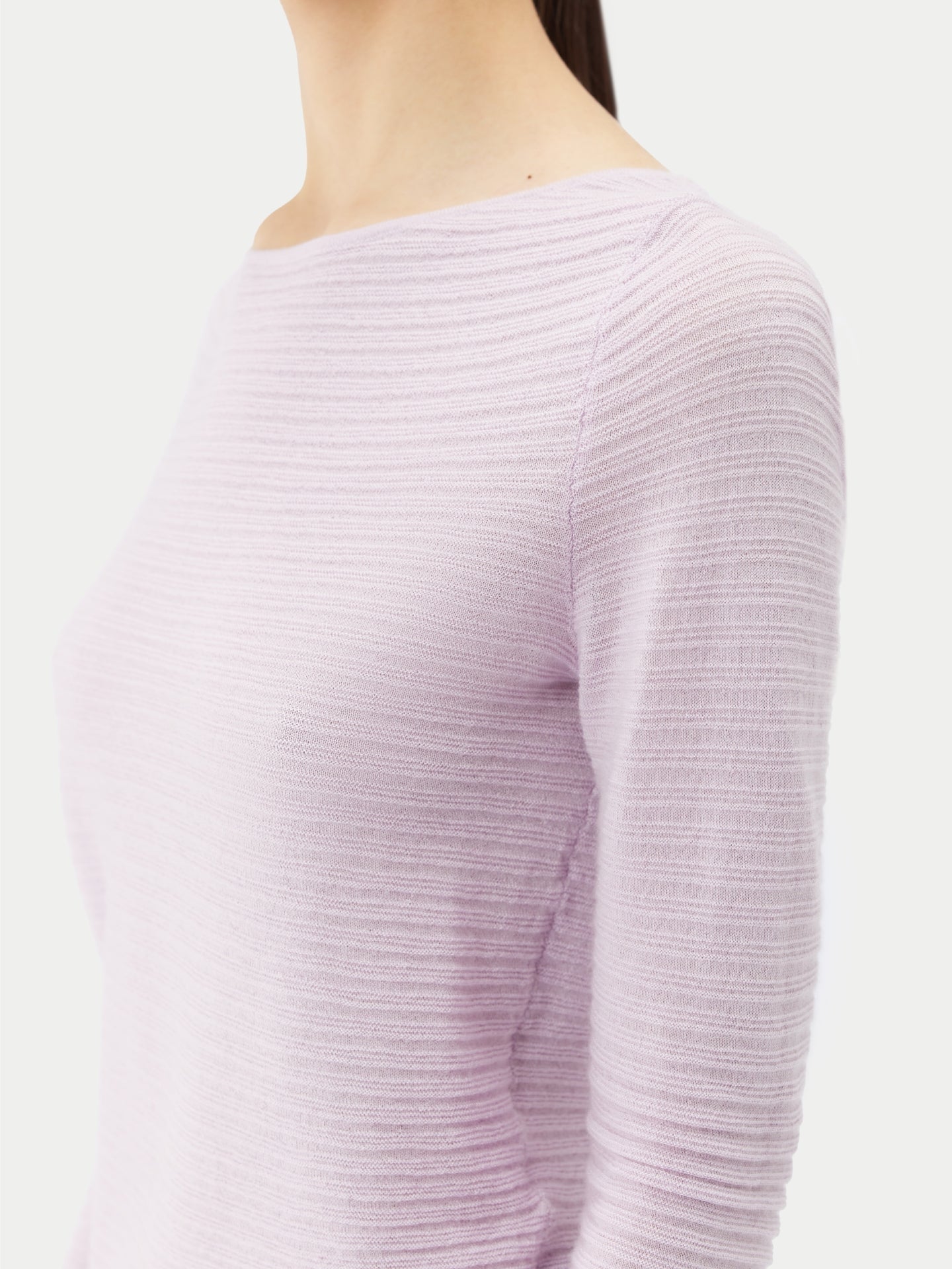 Women's Cashmere Silk Ribbed Sweater Orchid Tint - Gobi Cashmere