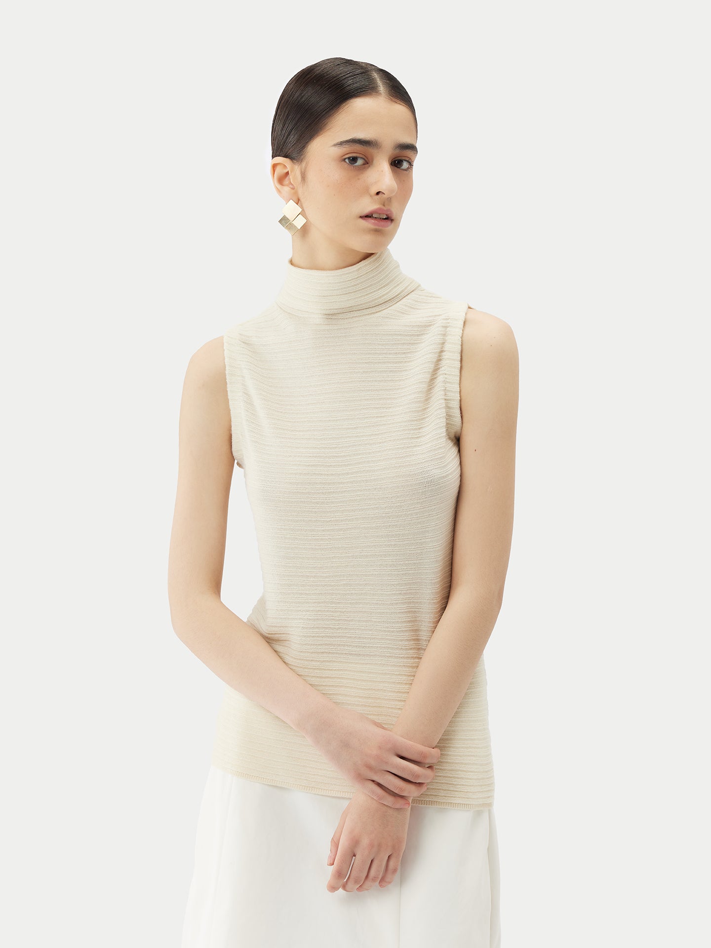 Women's Lightweight Cashmere Silk Turtleneck Marshmallow - Gobi Cashmere