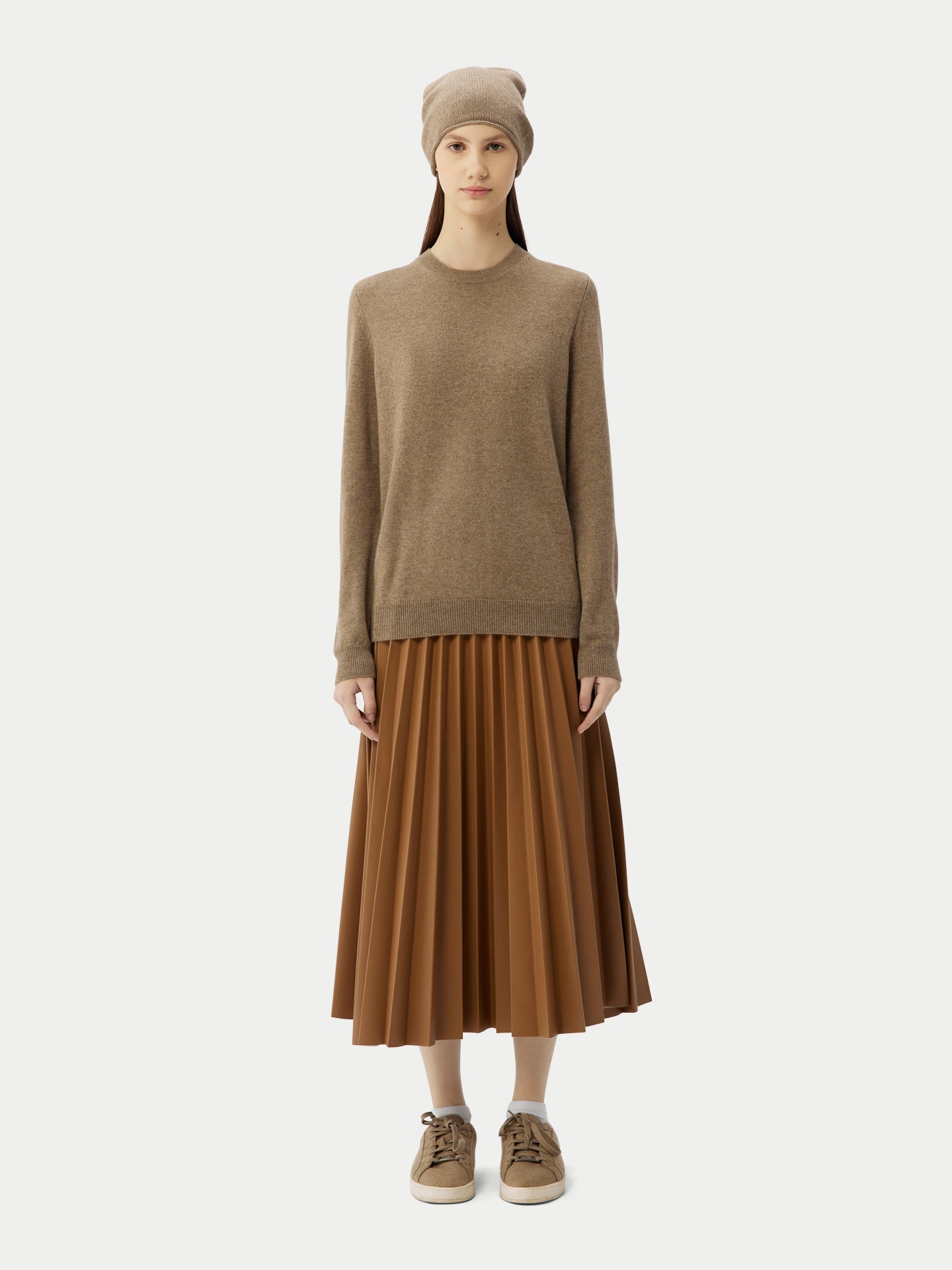 Women's Cashmere €99 Hat & Sweater Set Taupe - Gobi Cashmere