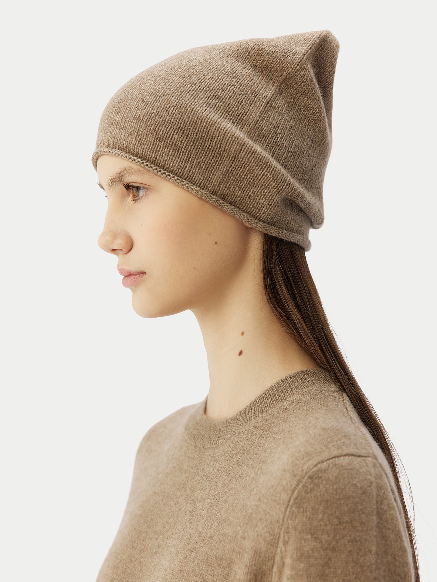 Women's Cashmere €99 Hat & Sweater Set Taupe - Gobi Cashmere