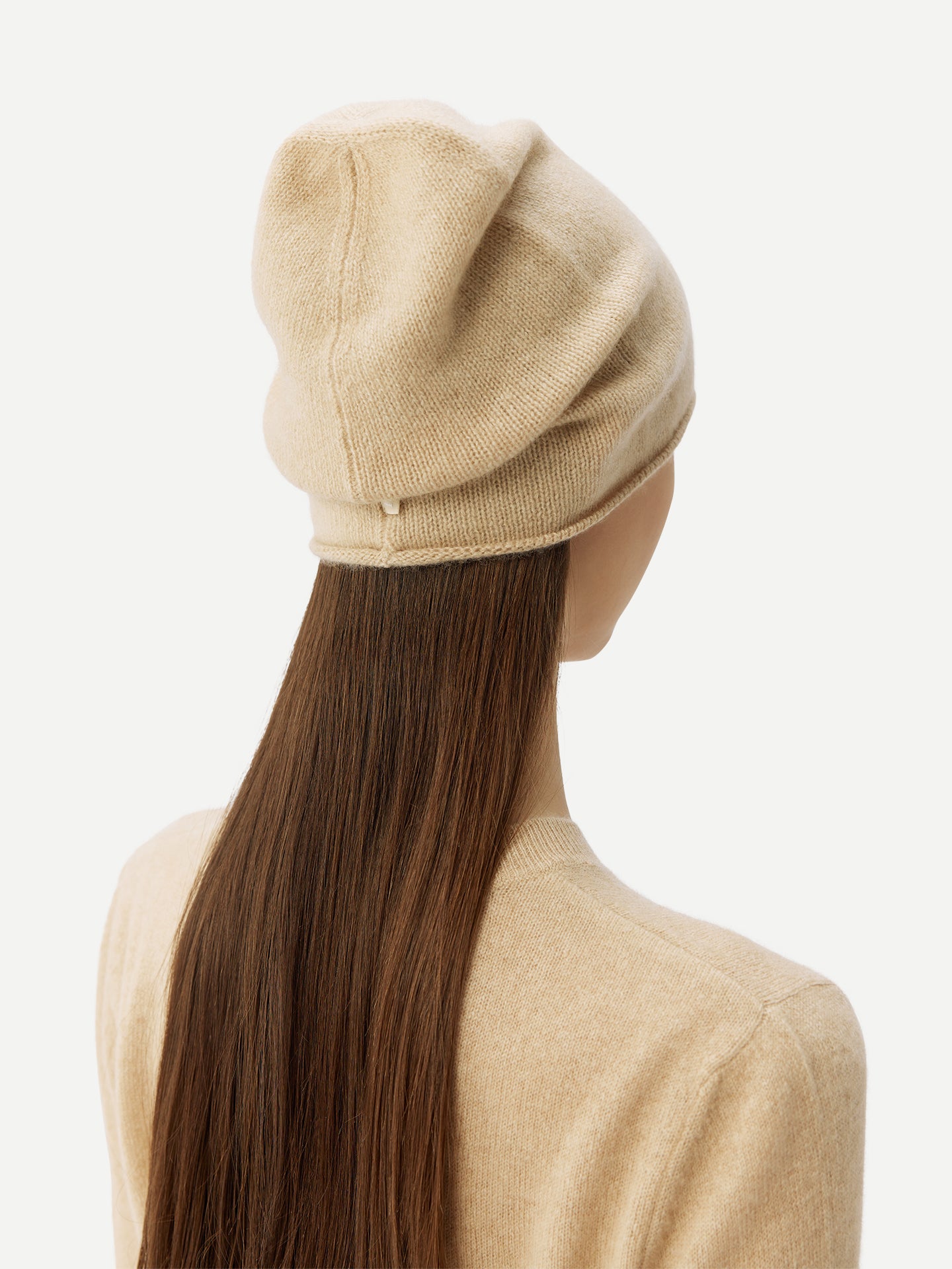 Women's Cashmere €99 Hat & Sweater Set Beige - Gobi Cashmere