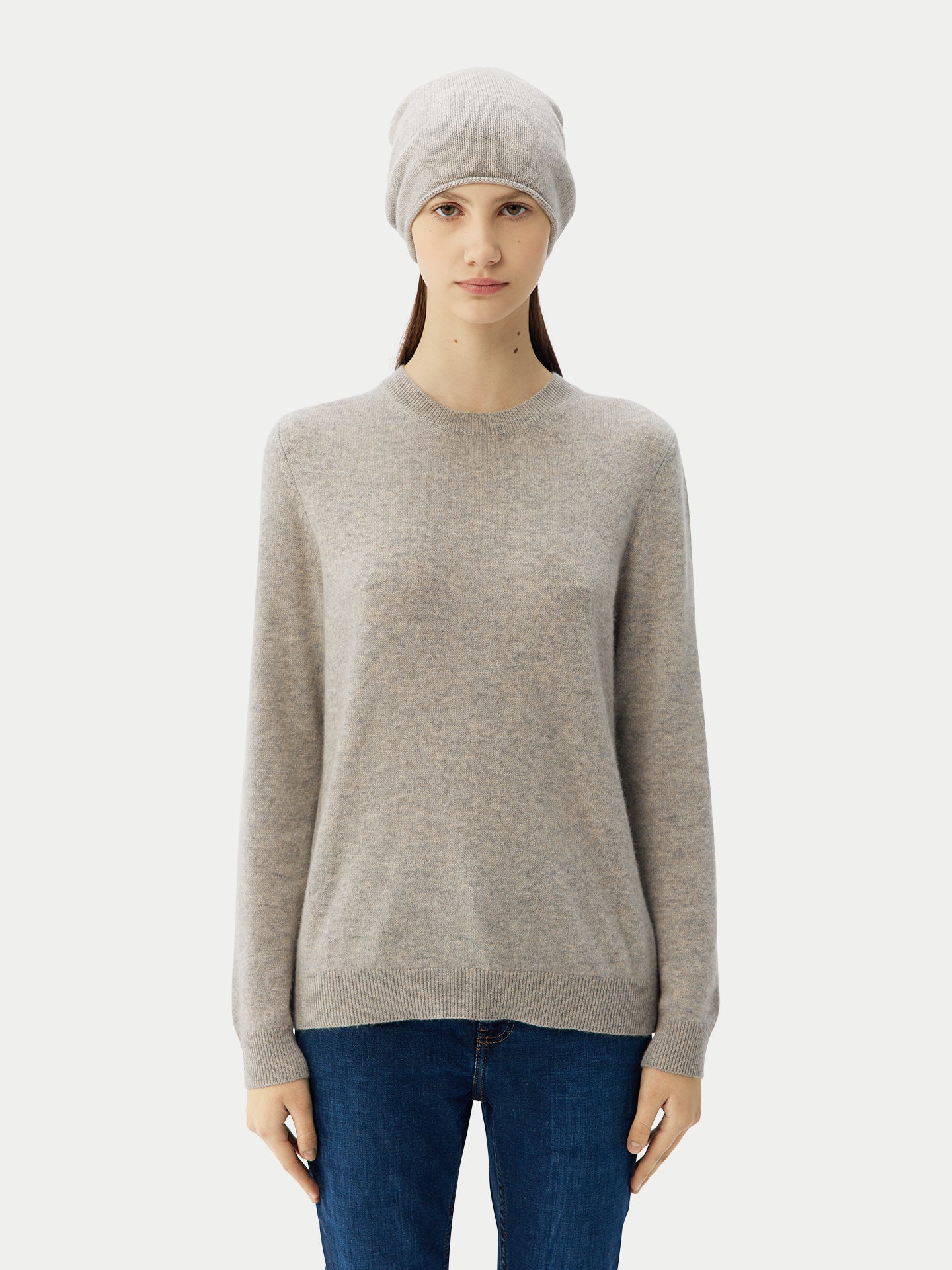 Women's Cashmere €99 Hat & Sweater Set Dawn Blue - Gobi Cashmere