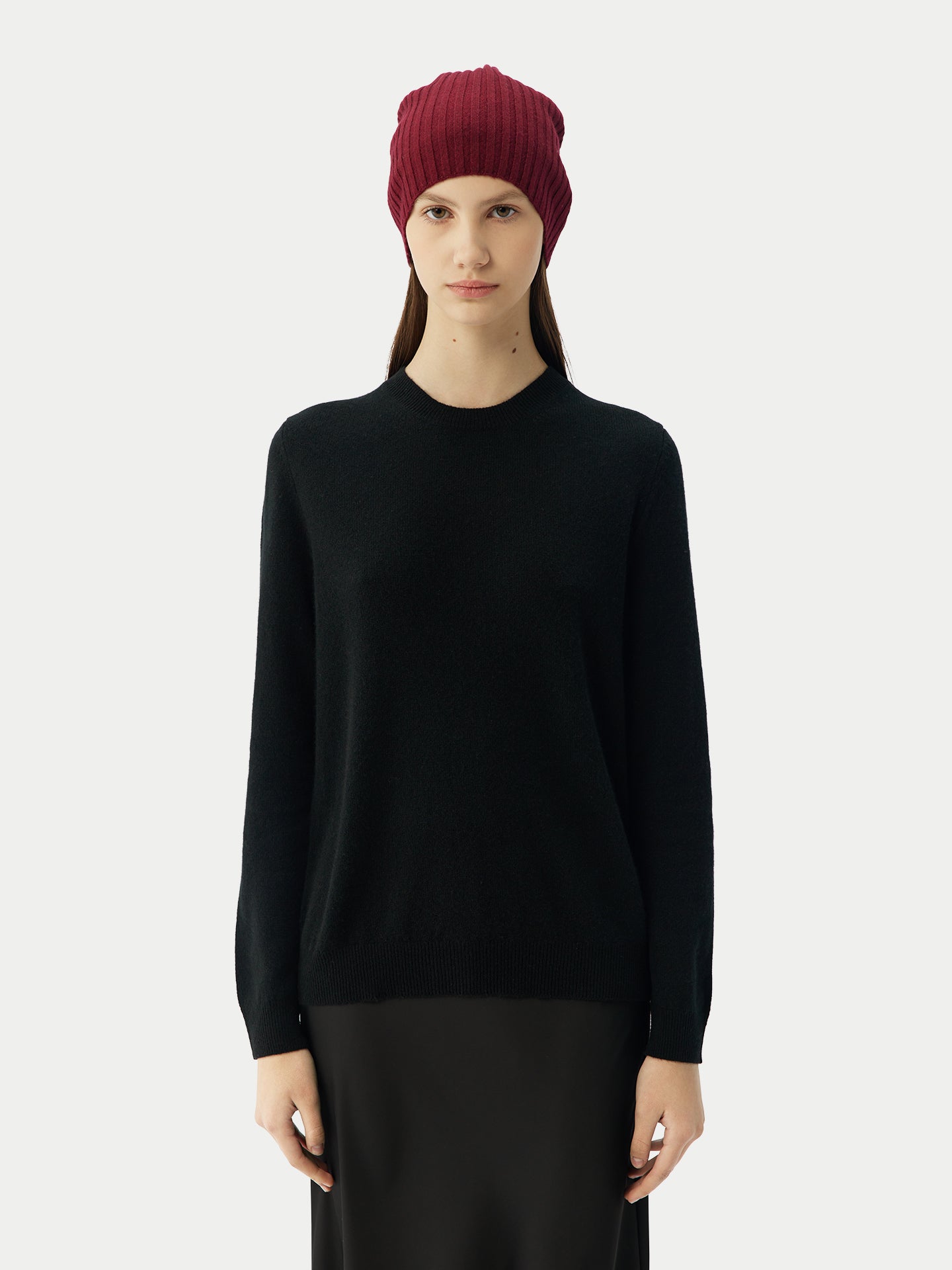 Unisex Cashmere Rib Knit Hat Bordeaux - Gobi Cashmere