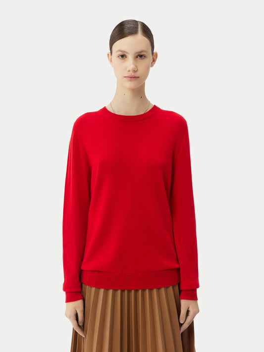 Women's Cashmere Essential Crew Neck Sweater Red - Gobi Cashmere