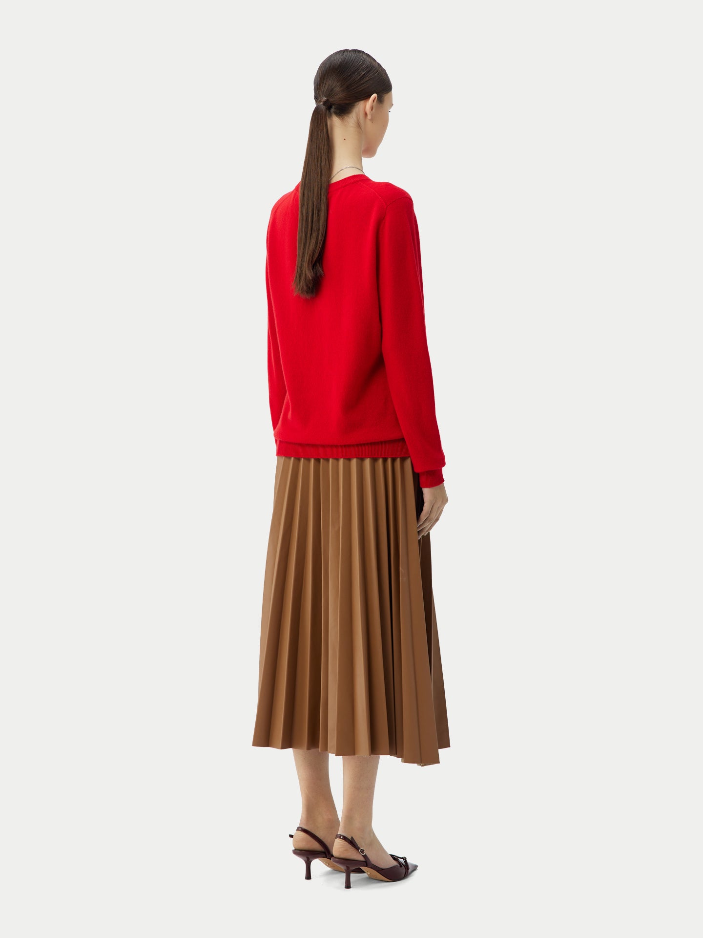 Women's Cashmere Essential Crew Neck Sweater Red - Gobi Cashmere