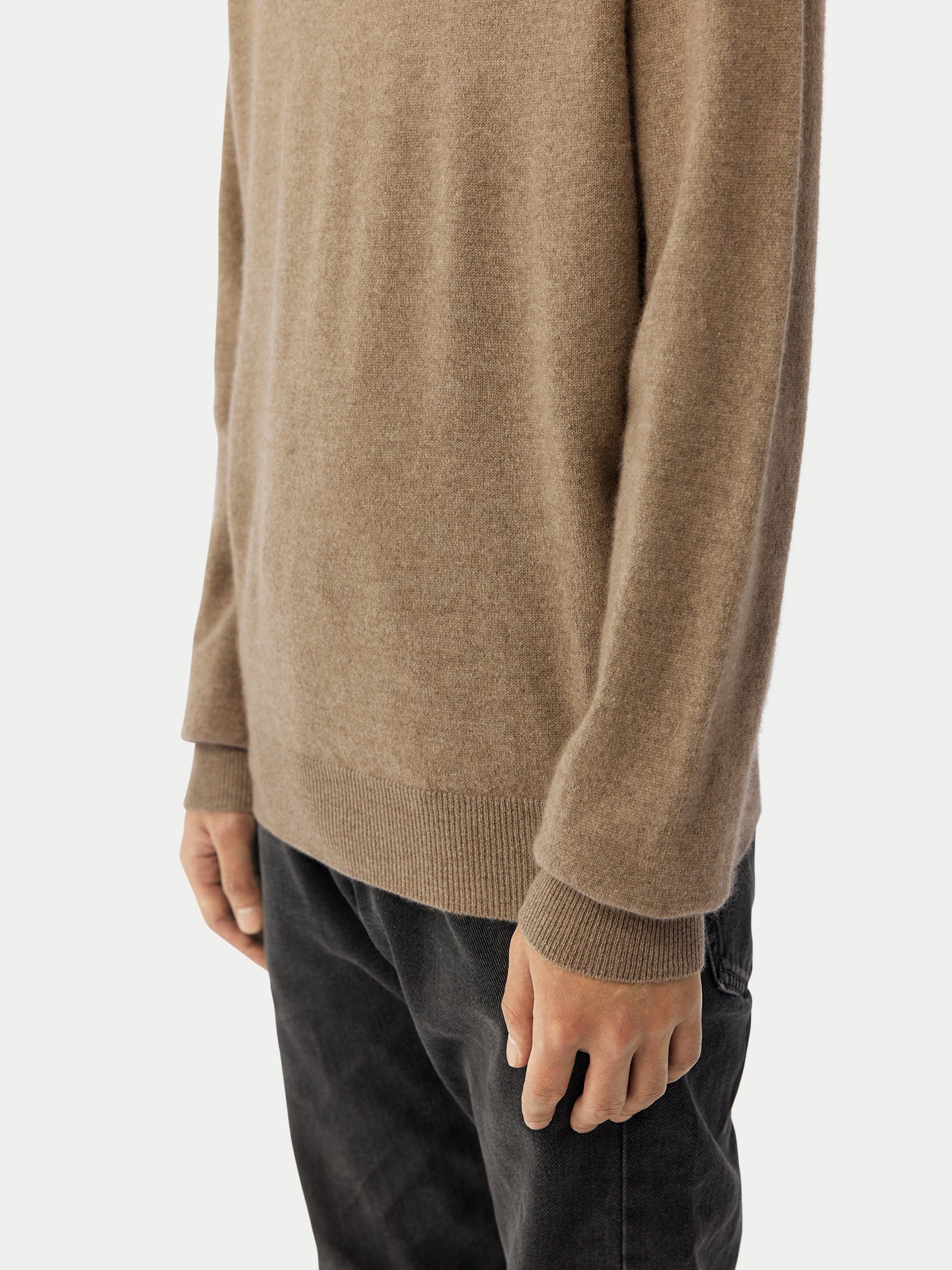 Men's Cashmere Mock Neck Sweater Taupe - Gobi Cashmere