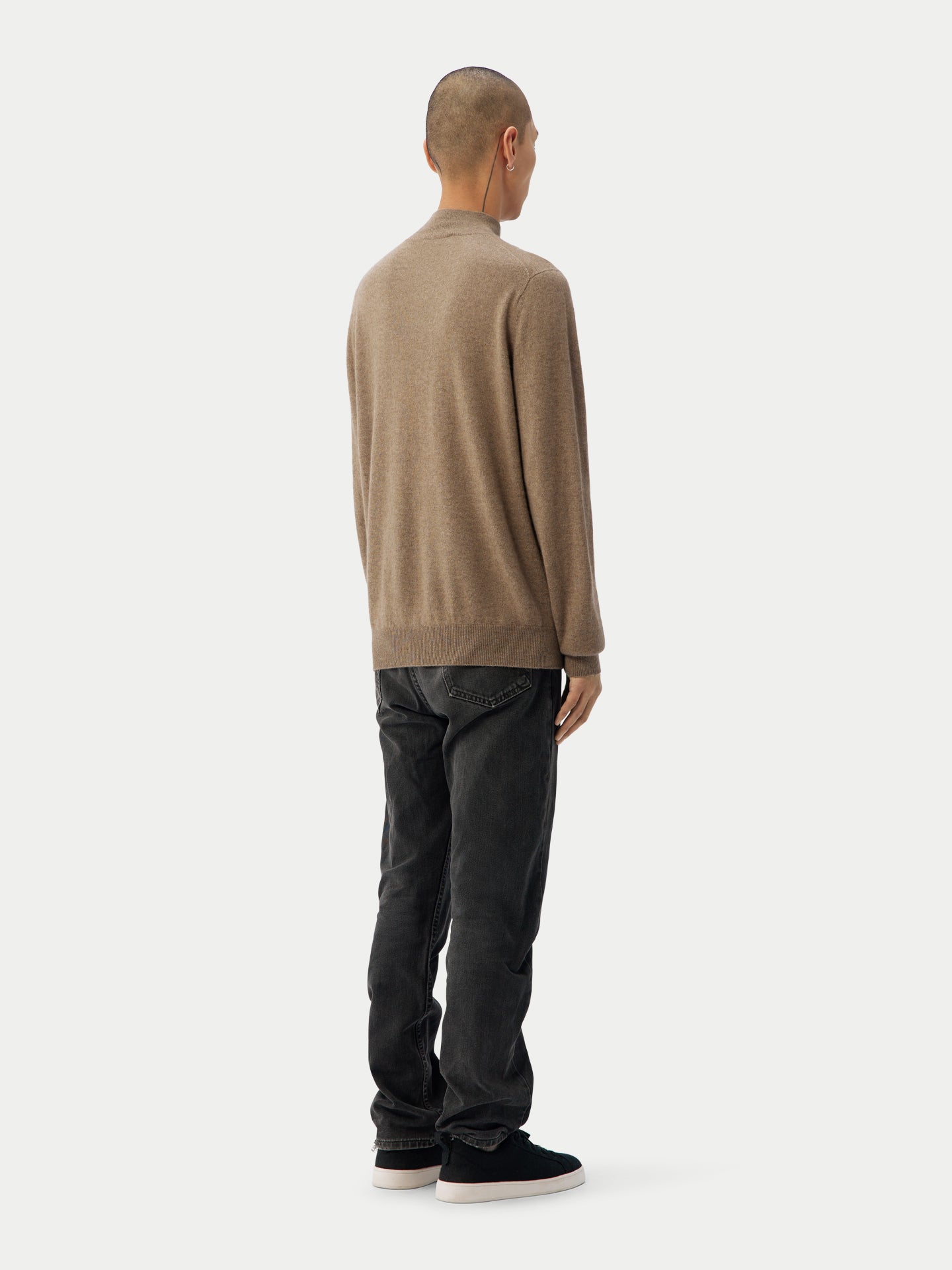 Men's Cashmere Mock Neck Sweater Taupe - Gobi Cashmere