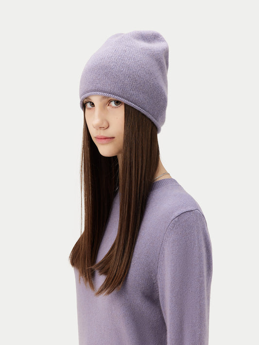 Women's Cashmere €99 Hat & Sweater Set Purple Ash - Gobi Cashmere