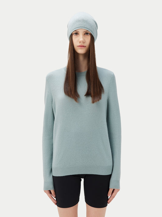 Women's Cashmere €99 Hat & Sweater Set Cloud Blue - Gobi Cashmere