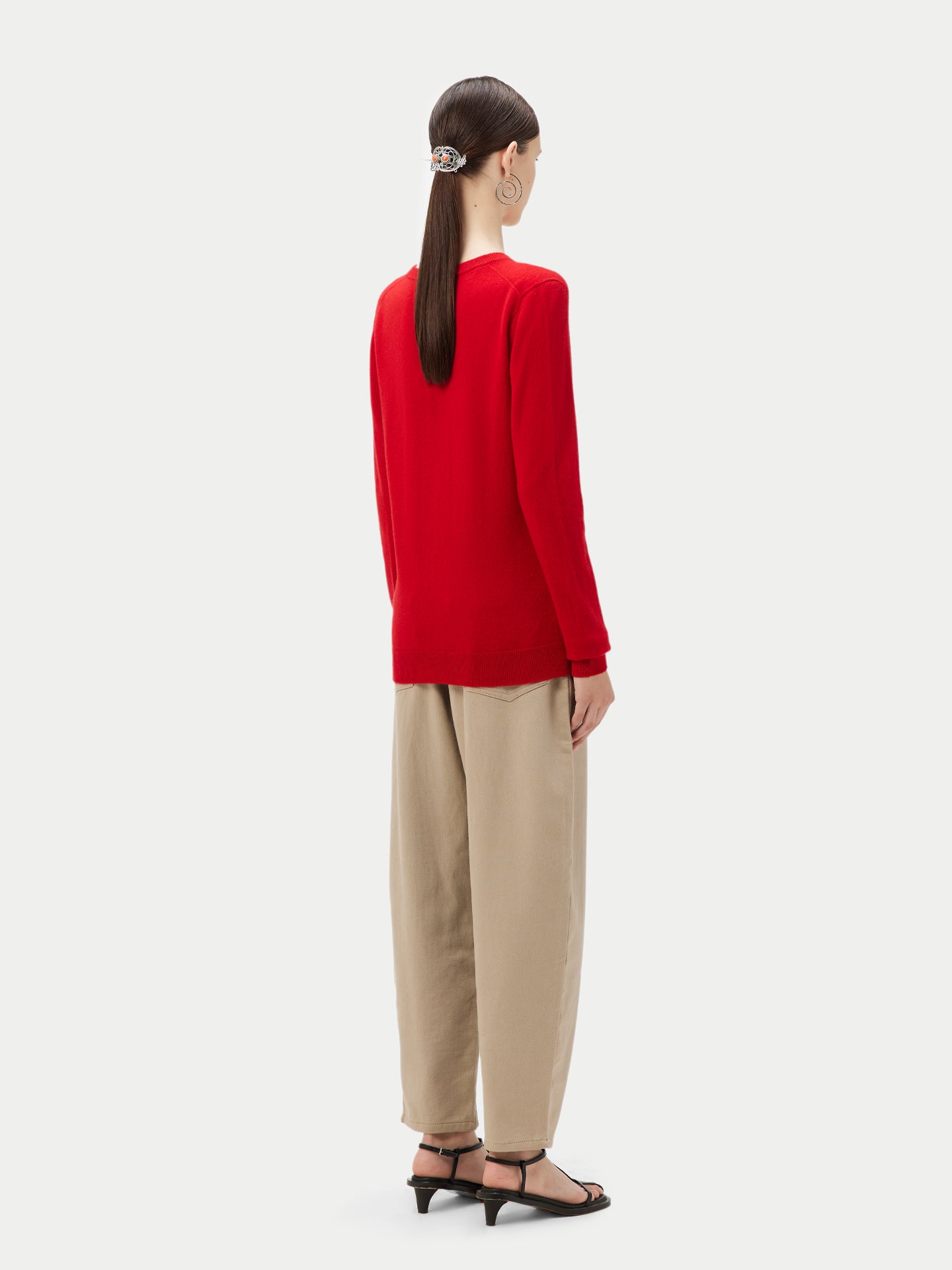 Women's Cashmere Basic V-Neck Sweater Red - Gobi Cashmere