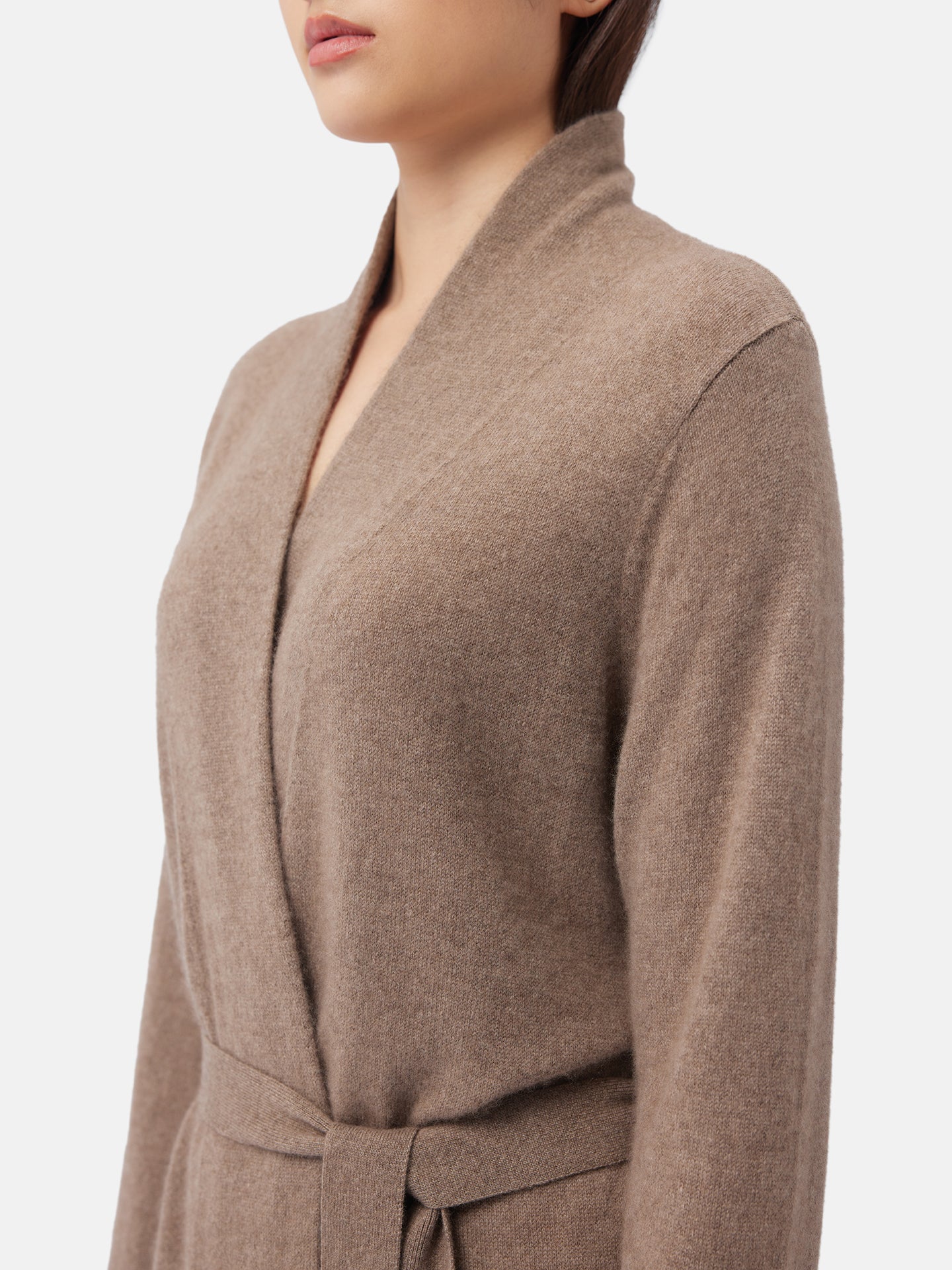 Women's Organic Colour Long Cashmere Robe Taupe - Gobi Cashmere