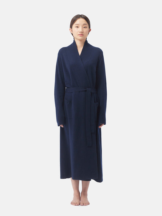 Women's Cashmere Long Robe Navy - Gobi Cashmere