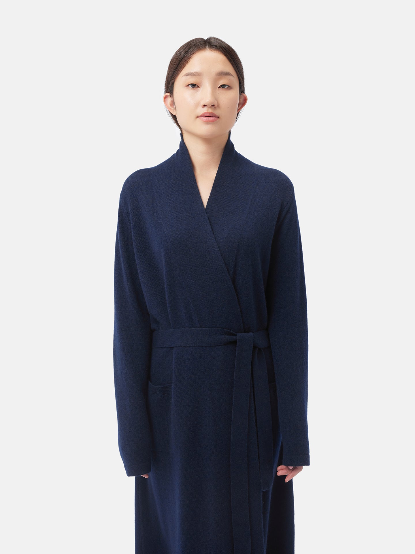 Women's Cashmere Long Robe Navy - Gobi Cashmere