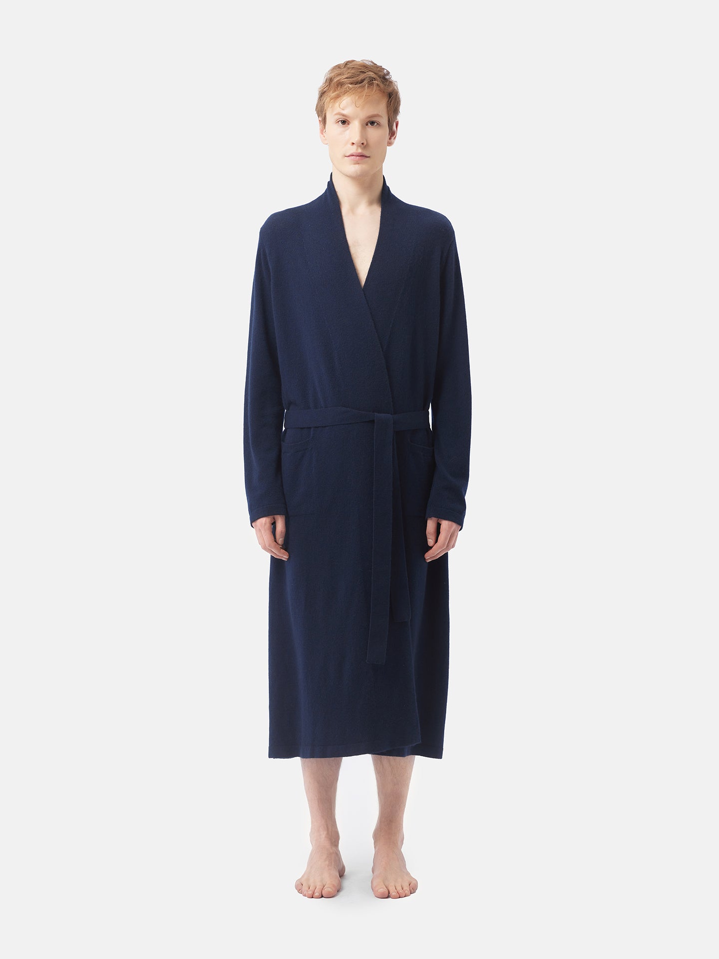 Men's Cashmere Robe Navy - Gobi Cashmere