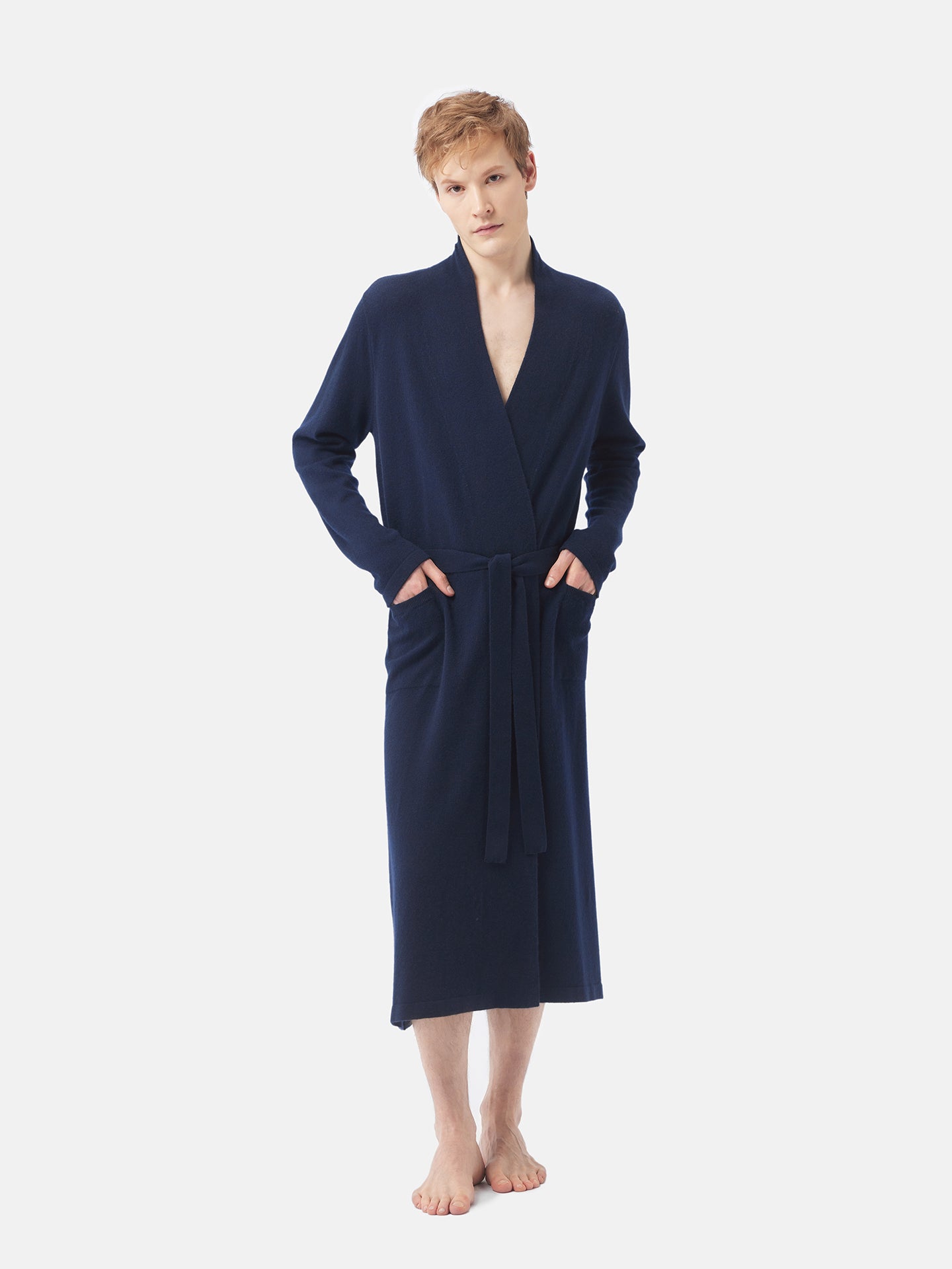 Men's Cashmere Robe Navy - Gobi Cashmere