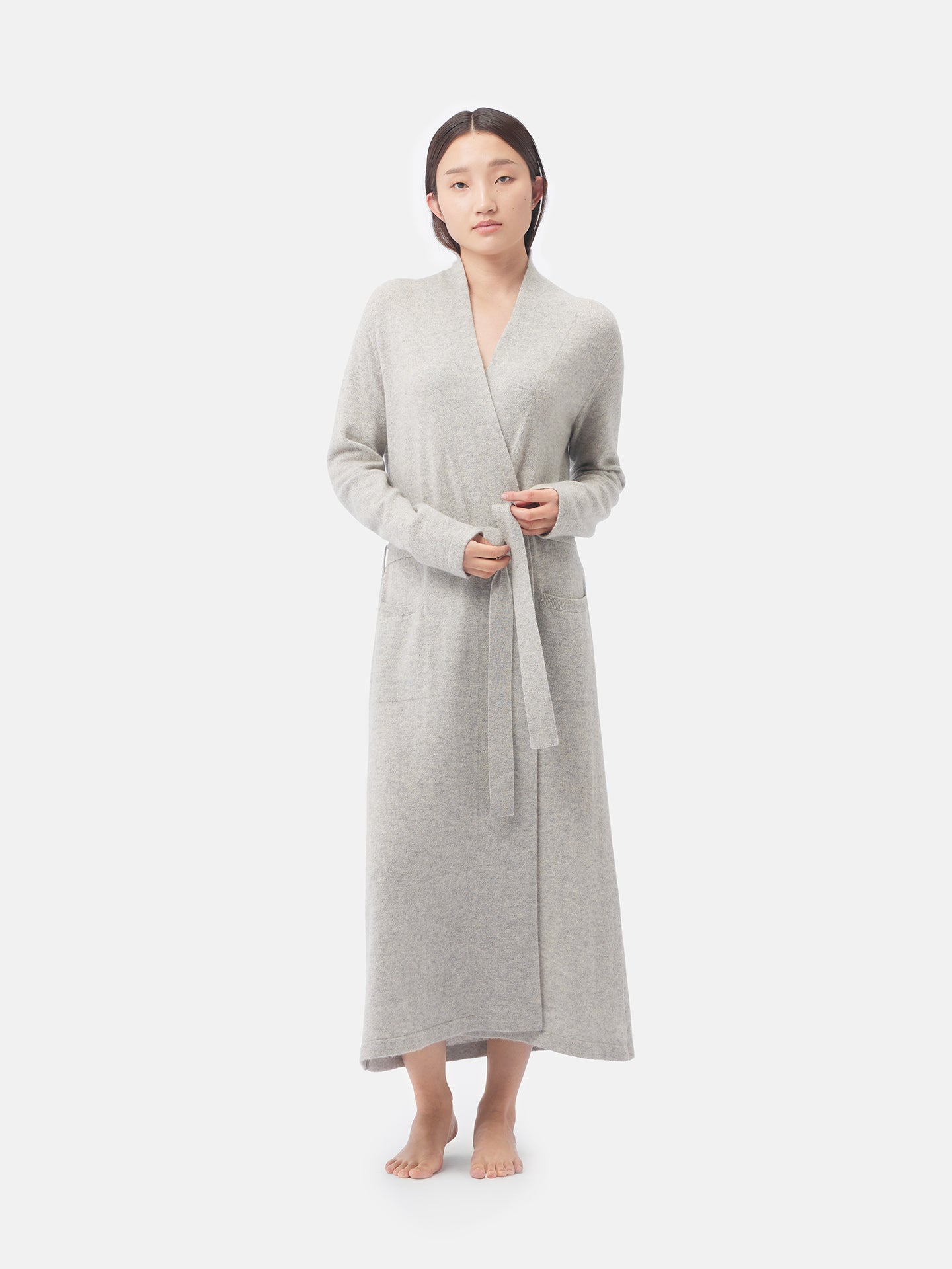 Women's Cashmere Long Robe Dawn Blue - Gobi Cashmere