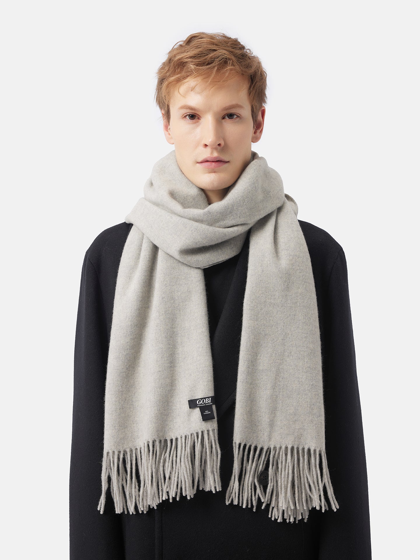 Unisex Cashmere Oversized Woven Scarf Dawn Blue - Gobi Cashmere