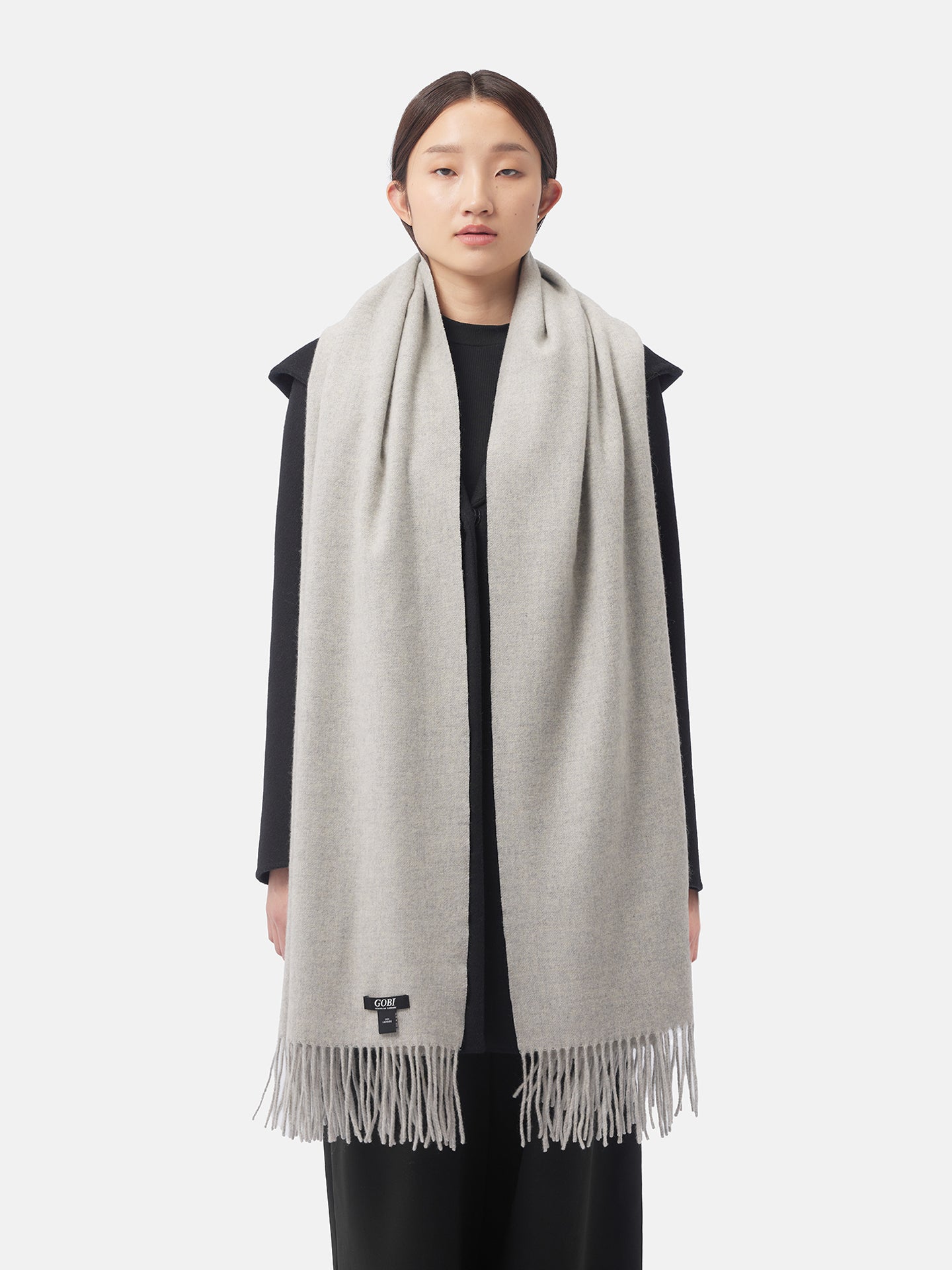 Unisex Cashmere Oversized Woven Scarf Dawn Blue - Gobi Cashmere