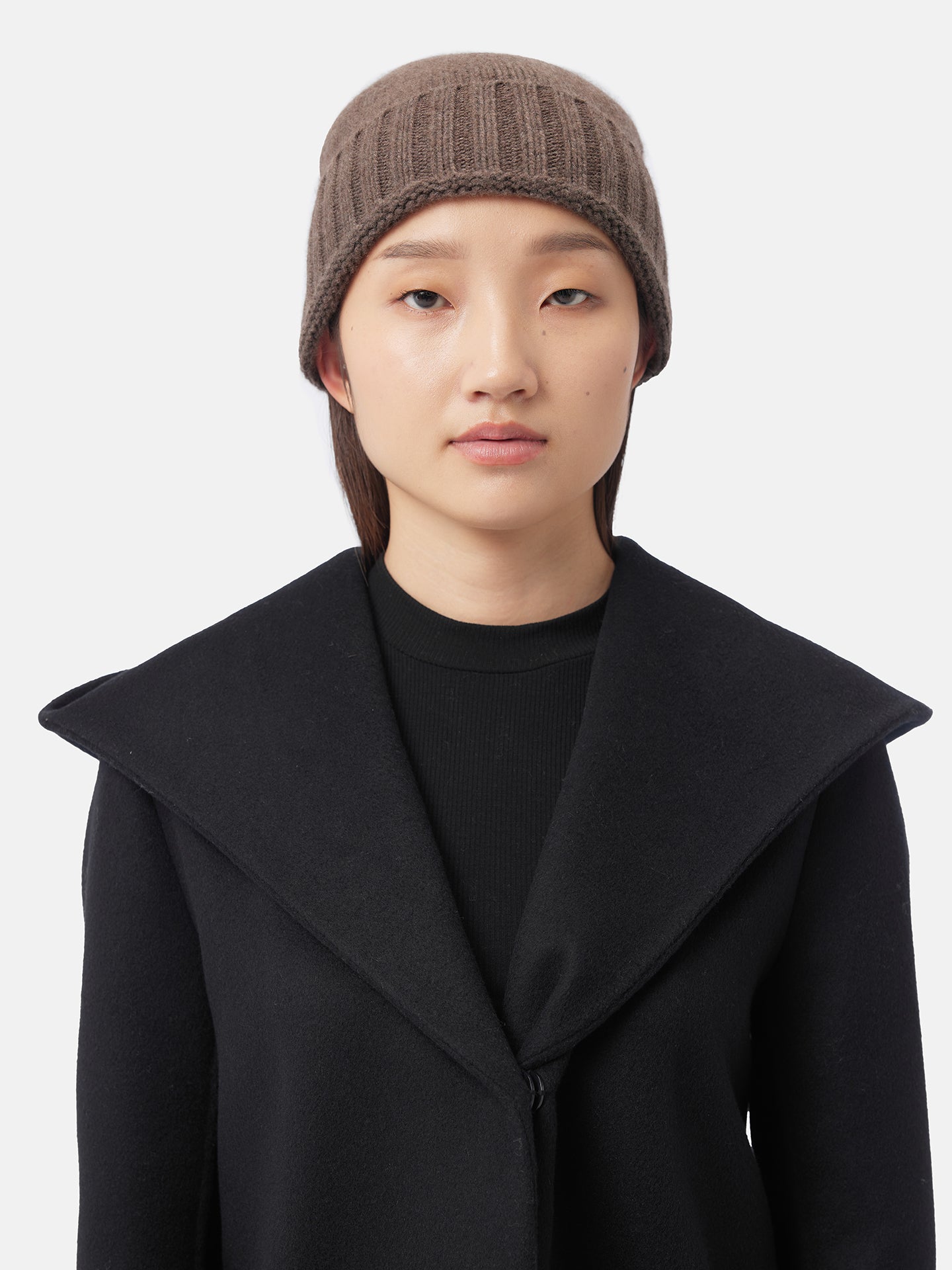 Unisex Cashmere Rib Knit Hat Cocoa - Gobi Cashmere