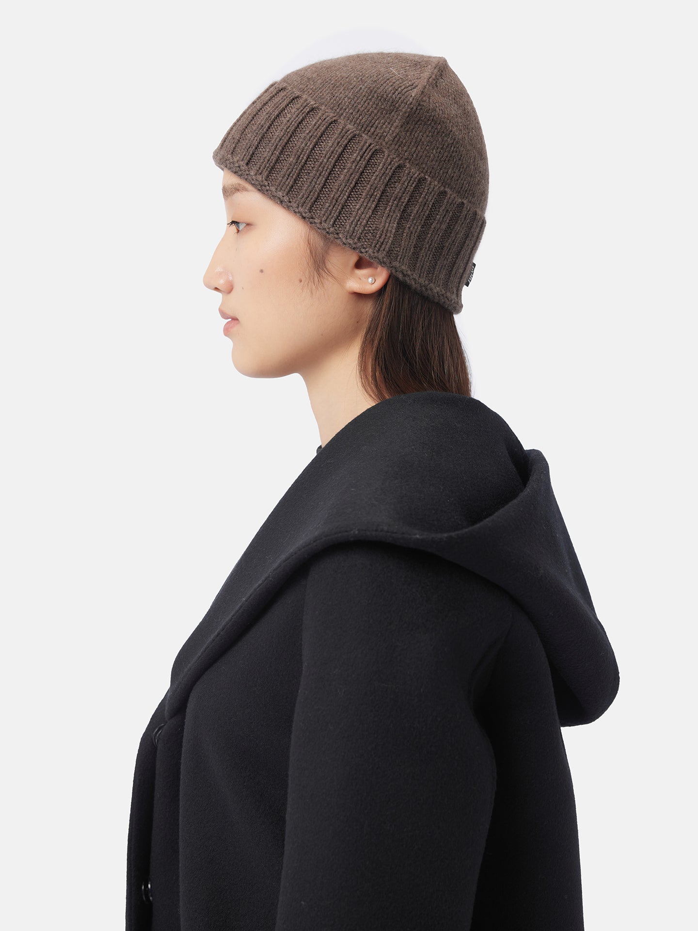 Unisex Cashmere Rib Knit Hat Cocoa - Gobi Cashmere