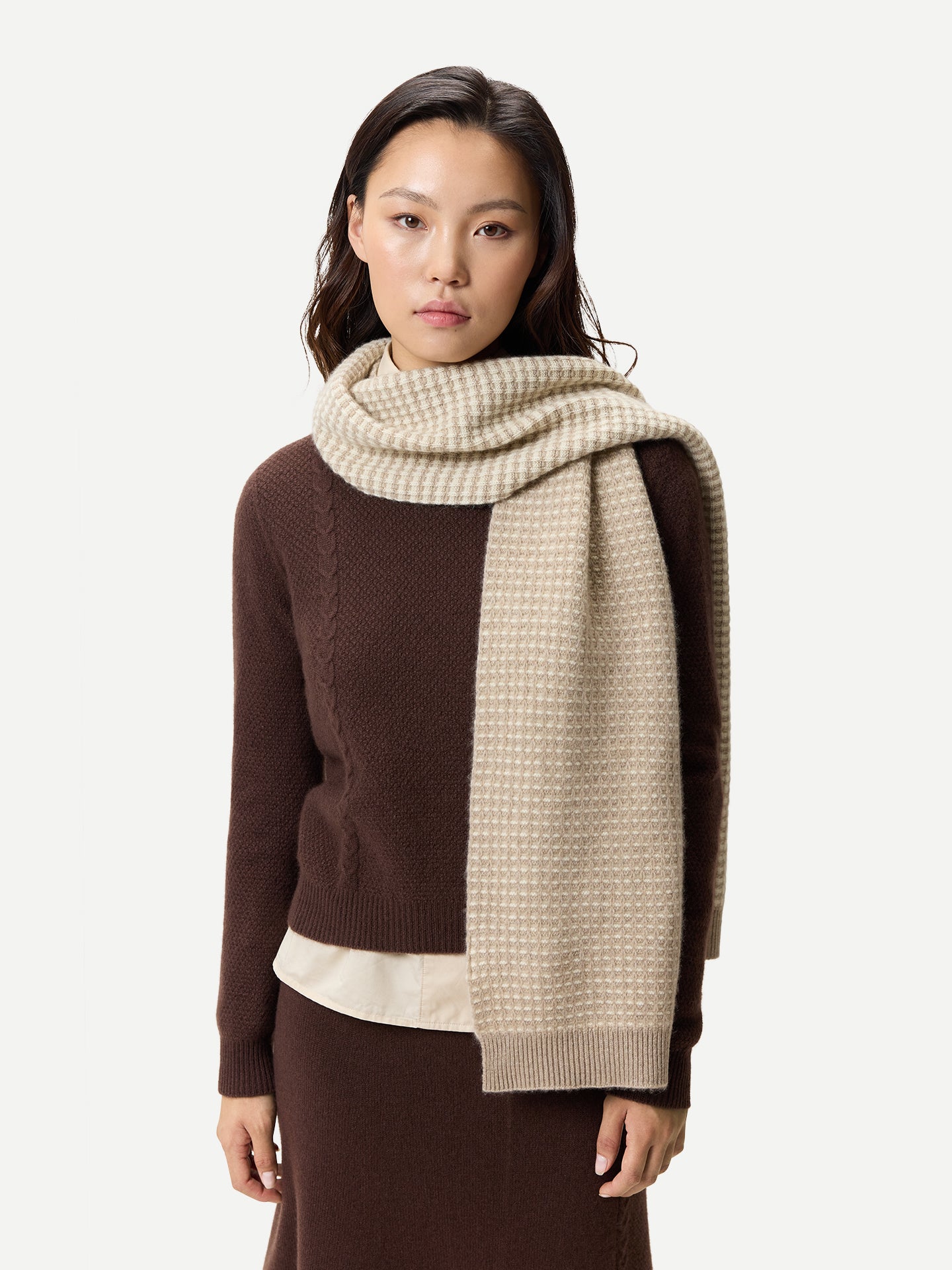 Waffle Knit Cashmere Scarf