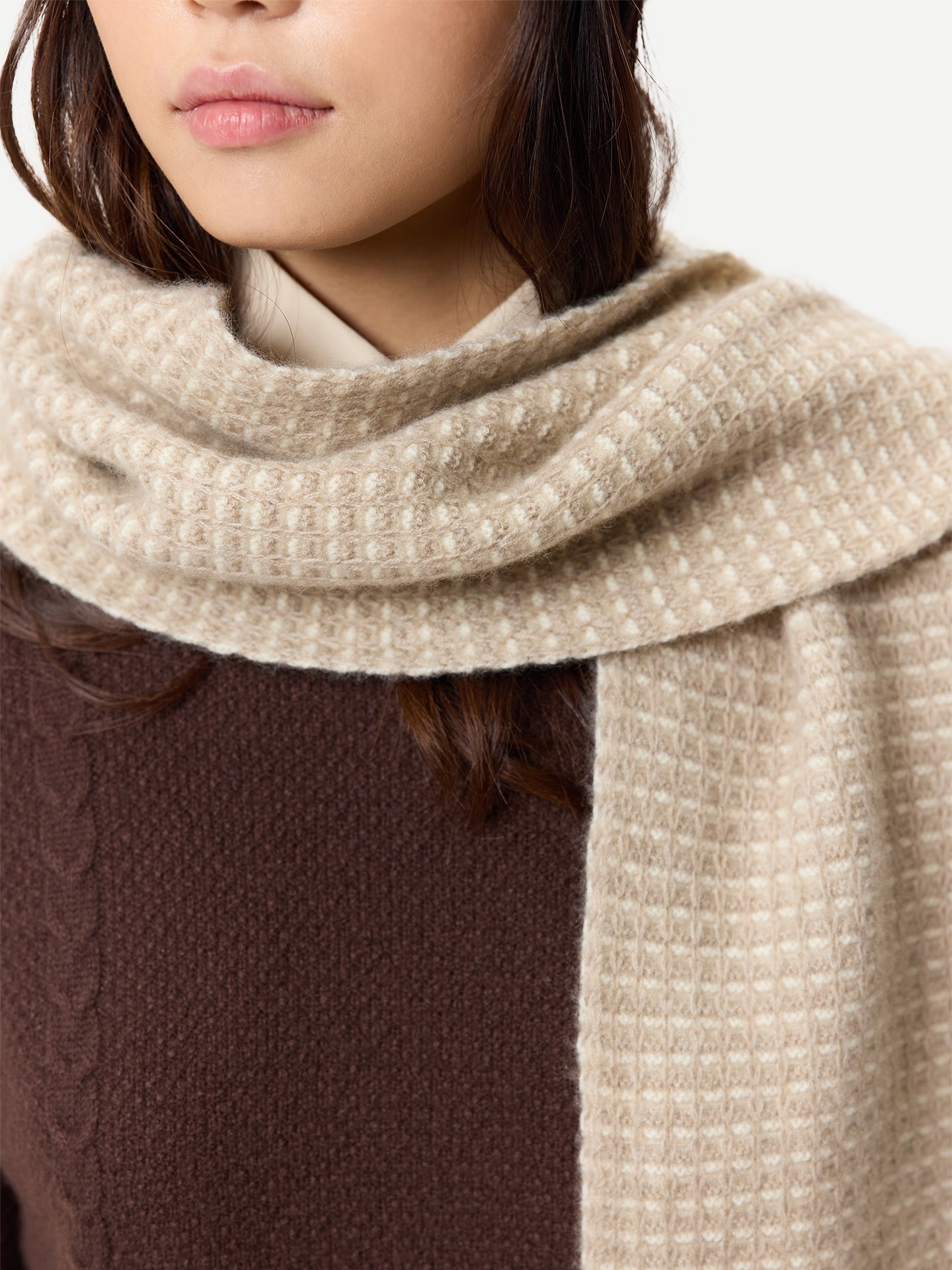 Waffle Knit Cashmere Scarf