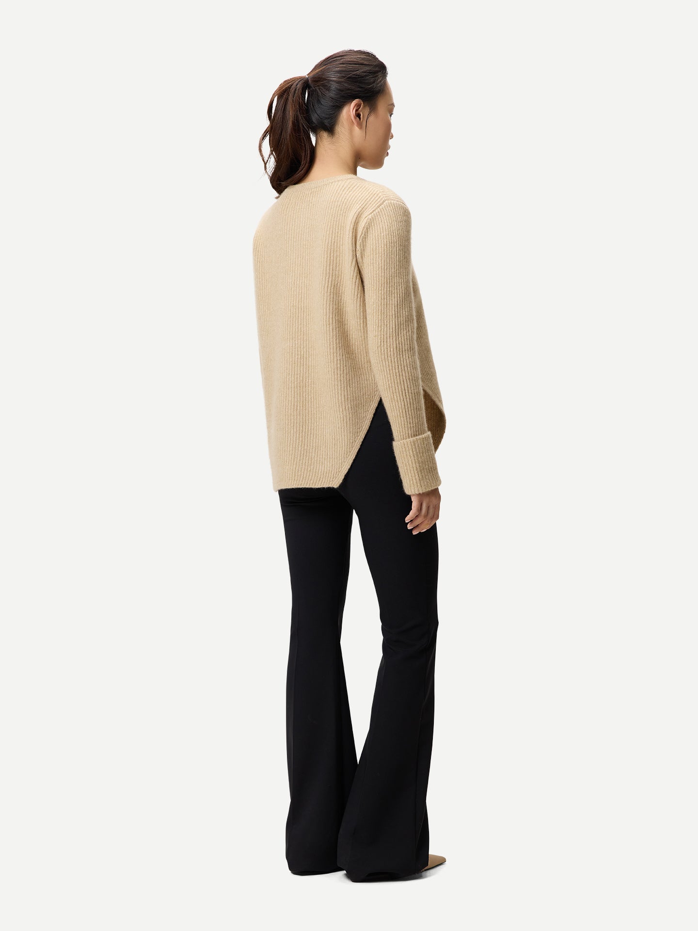 Organic Colour Cashmere Sweater with Detachable Collar Beige - Gobi Cashmere