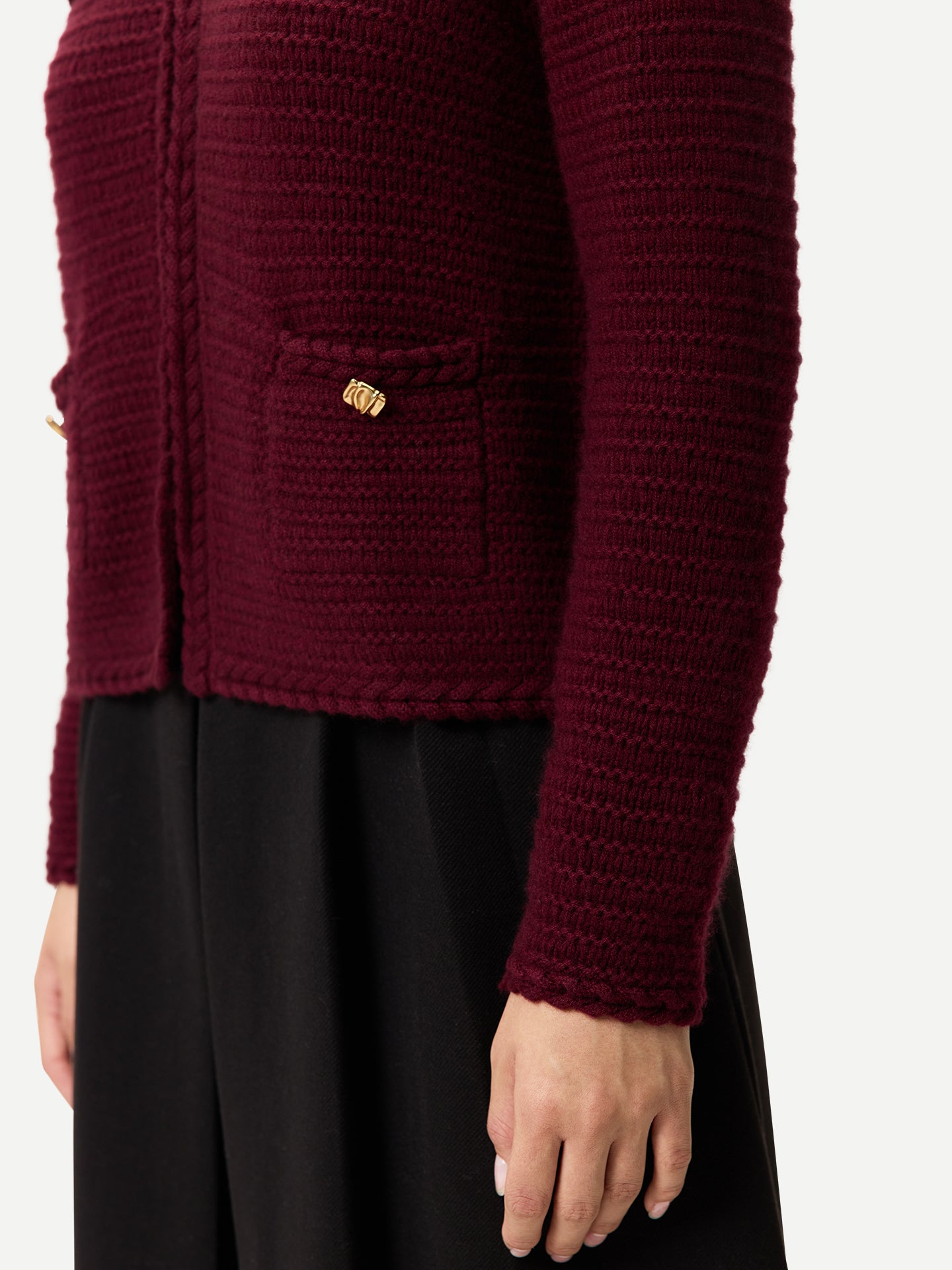 Textured Knit Cashmere Jacket-Style Cardigan Zinfandel - Gobi Cashmere