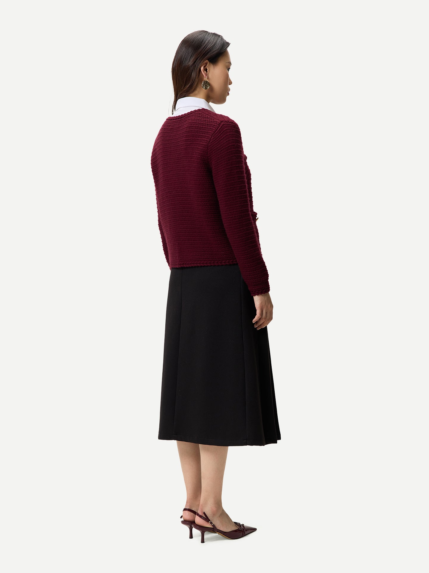 Textured Knit Cashmere Jacket-Style Cardigan Zinfandel - Gobi Cashmere