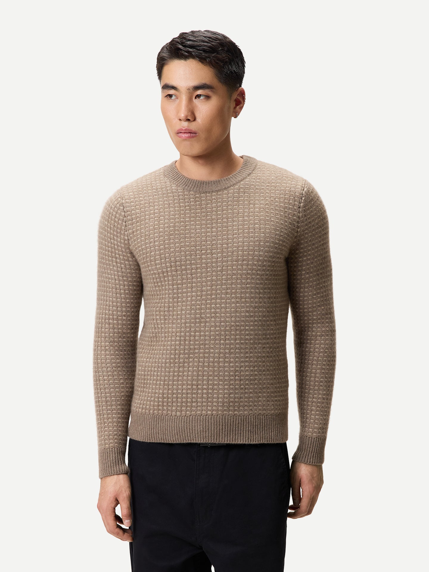 Men's Organic Colour Cashmere Waffle Knit Sweater