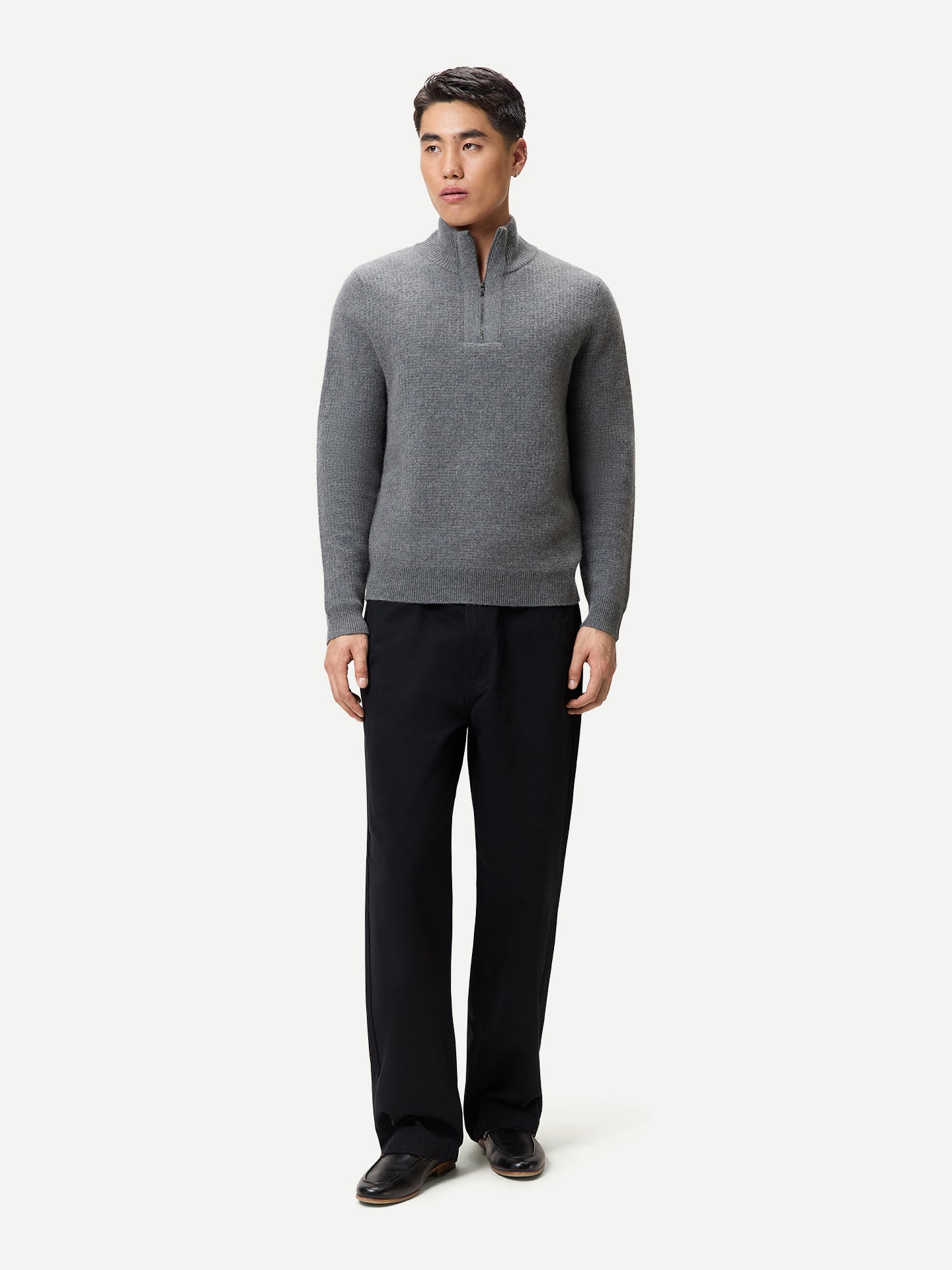 Men's Cashmere Waffle Knit Half-Zip Sweater
