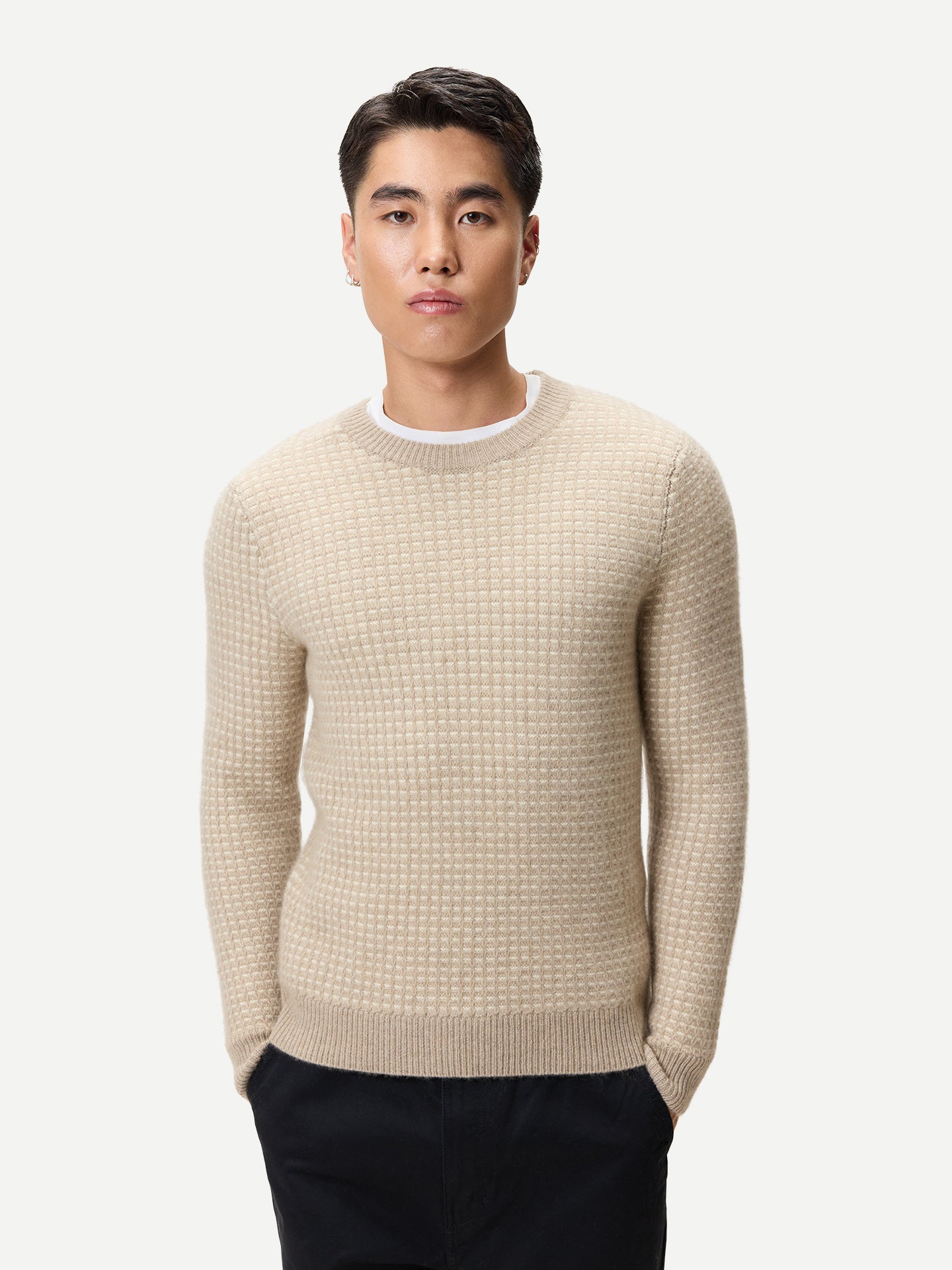 Men's Organic Colour Cashmere Waffle Knit Sweater